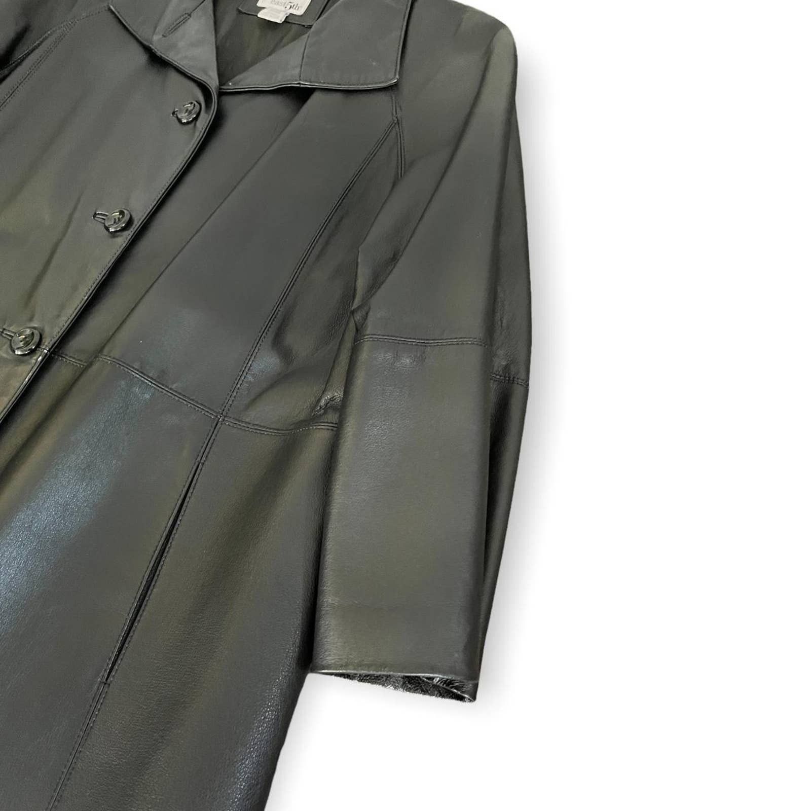 Leather East 5th 100% Genuine Leather Long Trench Coat - XL Size US XL / EU 56 / 4 - 4 Thumbnail