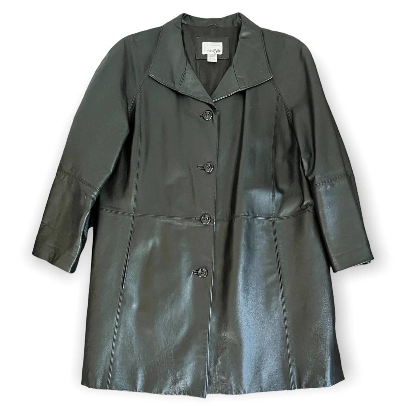Leather East 5th 100% Genuine Leather Long Trench Coat - XL Size US XL / EU 56 / 4 - 1 Thumbnail