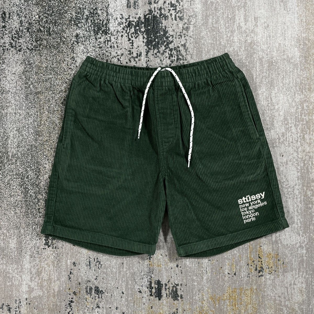image of Stussy Cities Cord Shorts Size 28” in Green, Men's