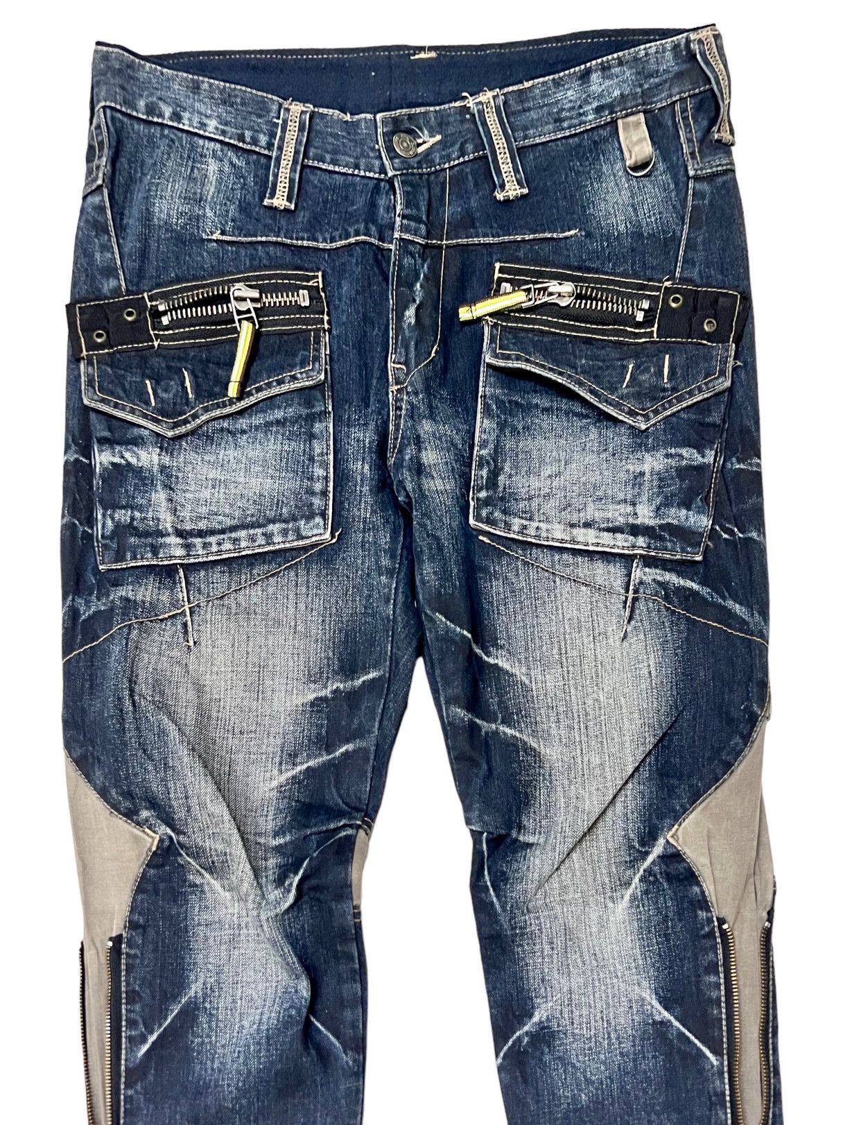 Designer × PPFM 🔥NEED GONE🔥PPFM DENIM BONDAGE PARACHUTE MULTI ZIPPER PANTS Size US 30 / EU 46 - 3 Thumbnail