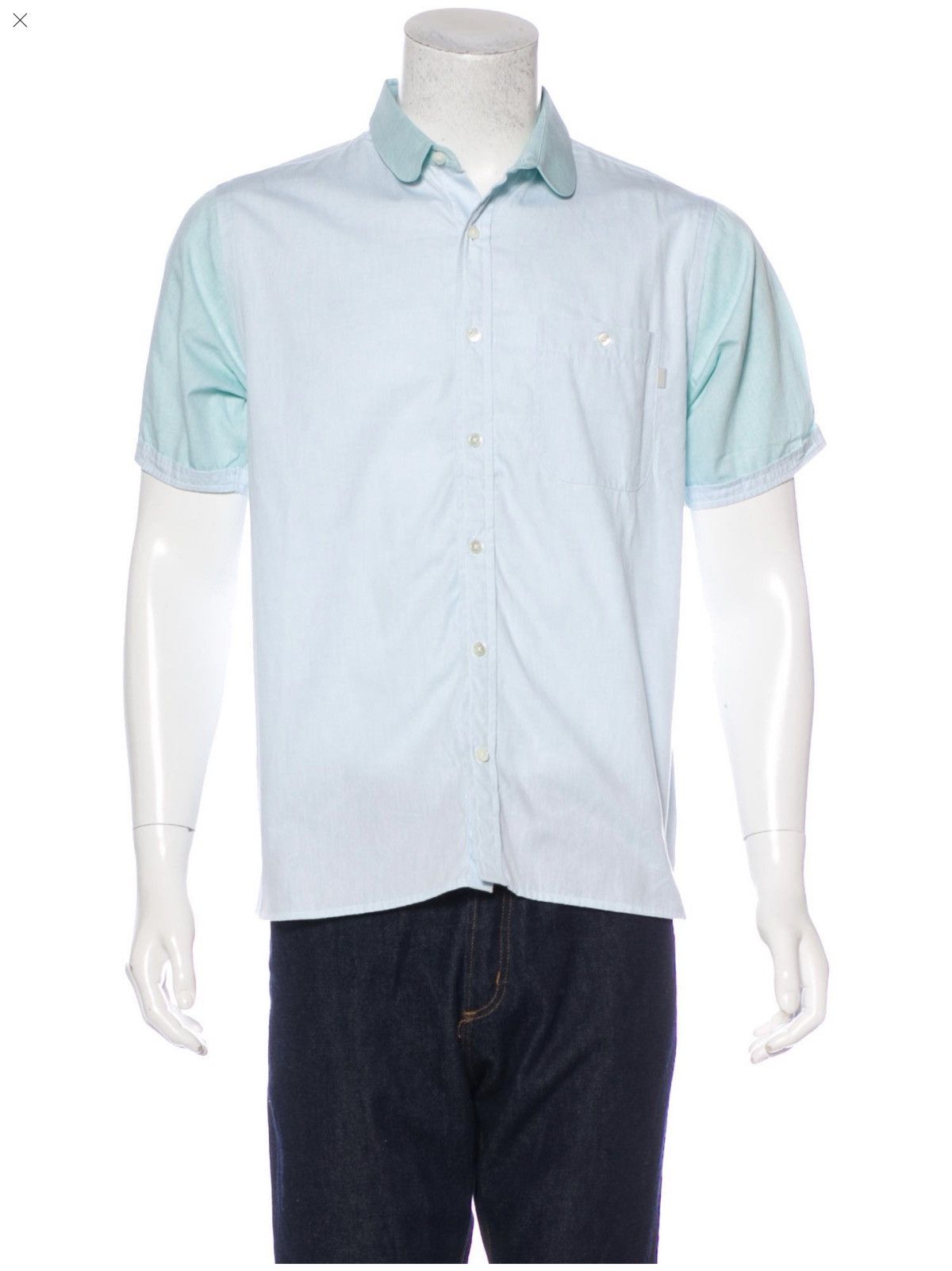 Patrik Ervell Colorblock Short Sleeve Button Up In Seafoam Size US L / EU 52-54 / 3 - 1 Thumbnail