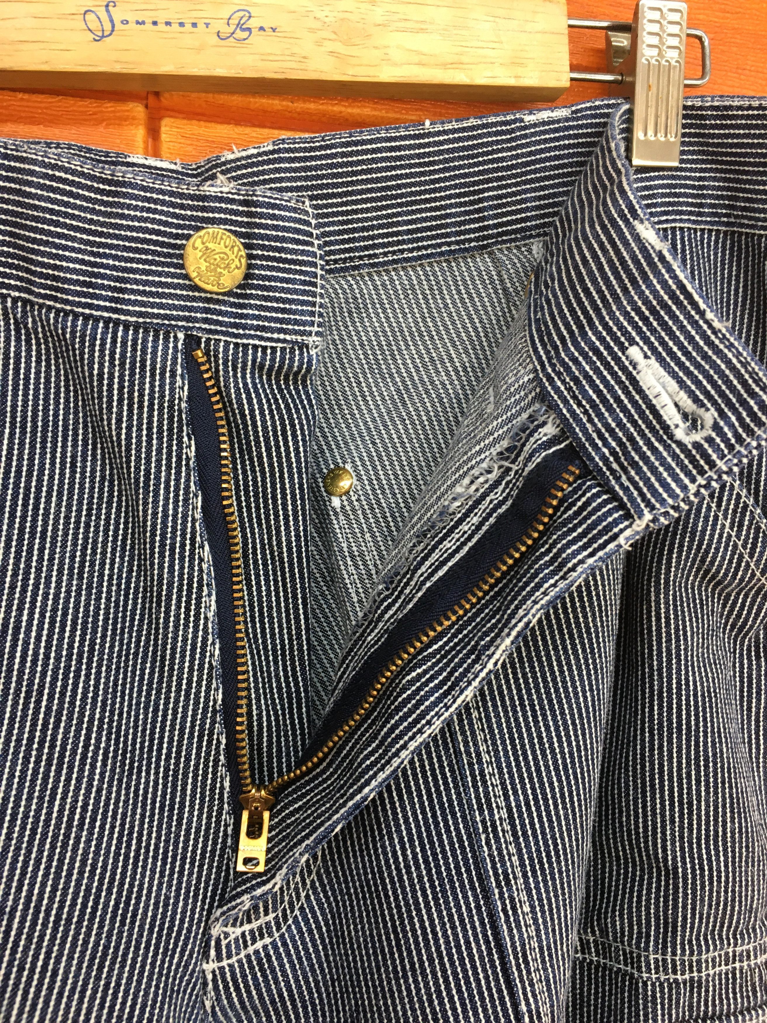 Japanese Brand Japanese Brand DOGMAN Striped Hickory Carpenter Denim Pants Size US 33 - 19 Thumbnail