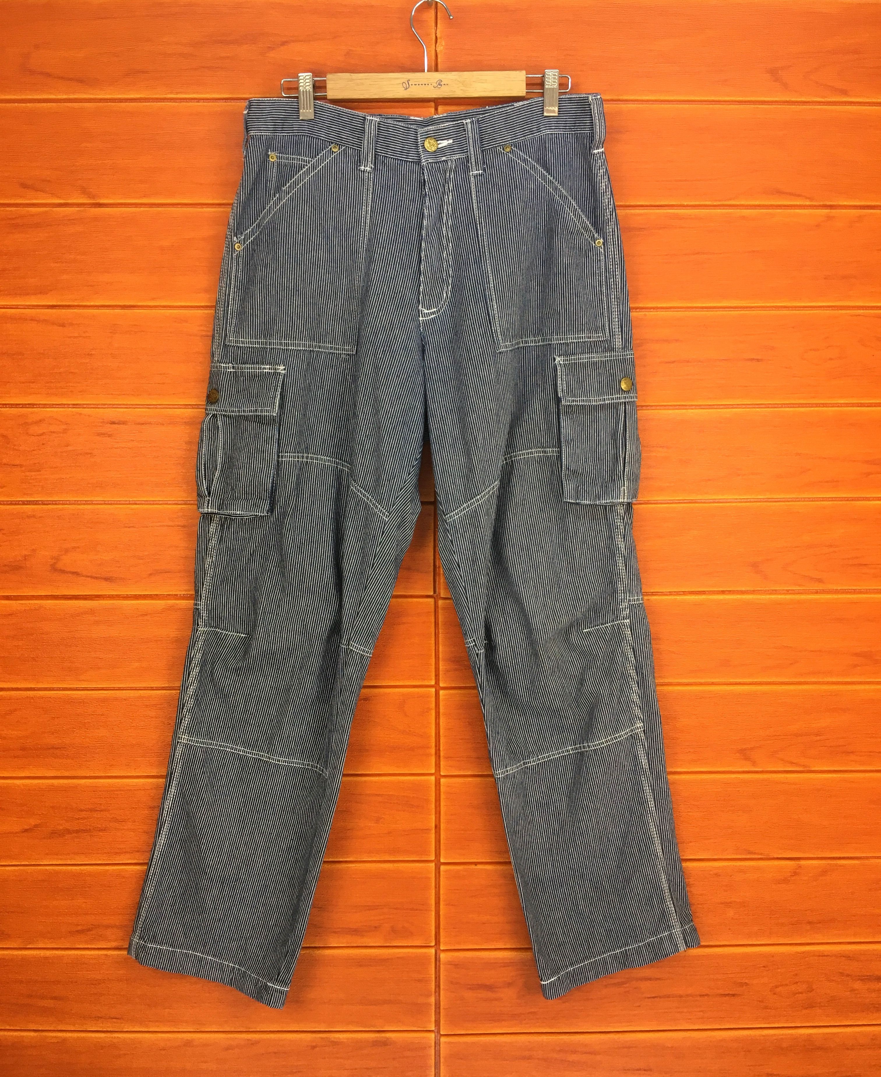 Japanese Brand Japanese Brand DOGMAN Striped Hickory Carpenter Denim Pants Size US 33 - 2 Thumbnail