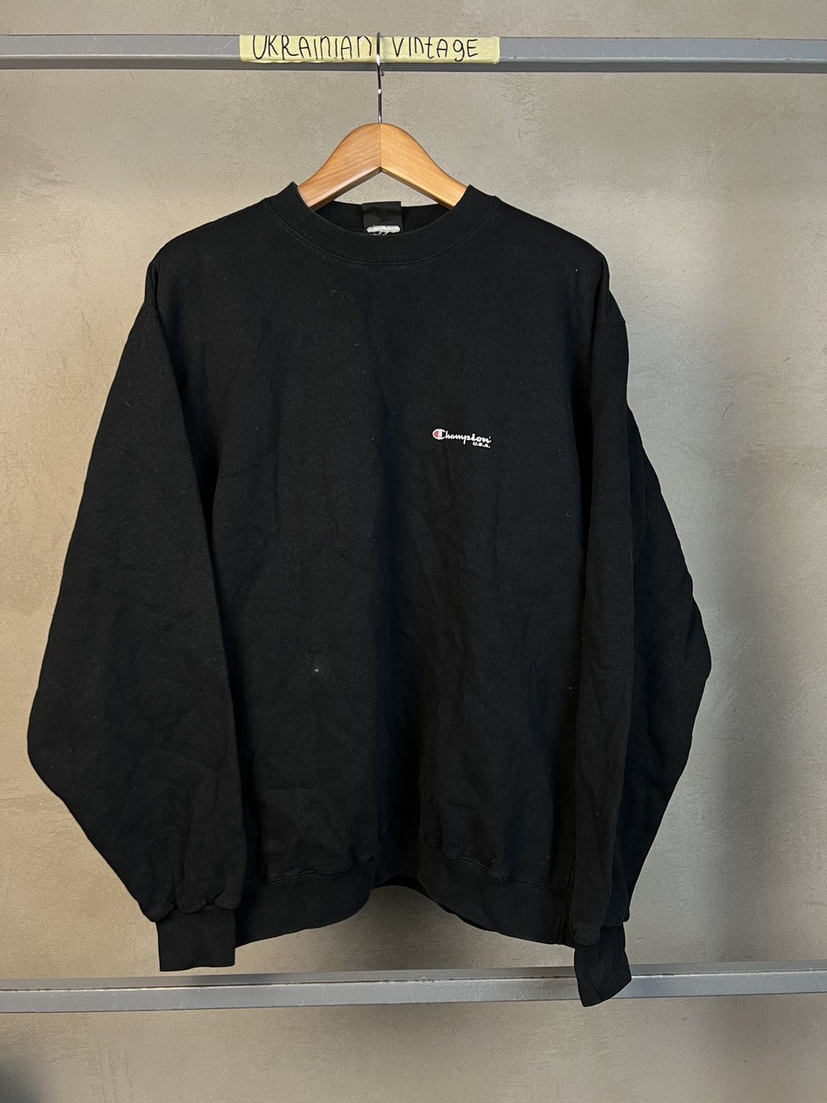 Champion × Vintage Vintage 90s Champion USA Reverse Weave Black Crewneck Size US XXL / EU 58 / 5 - 2 Thumbnail