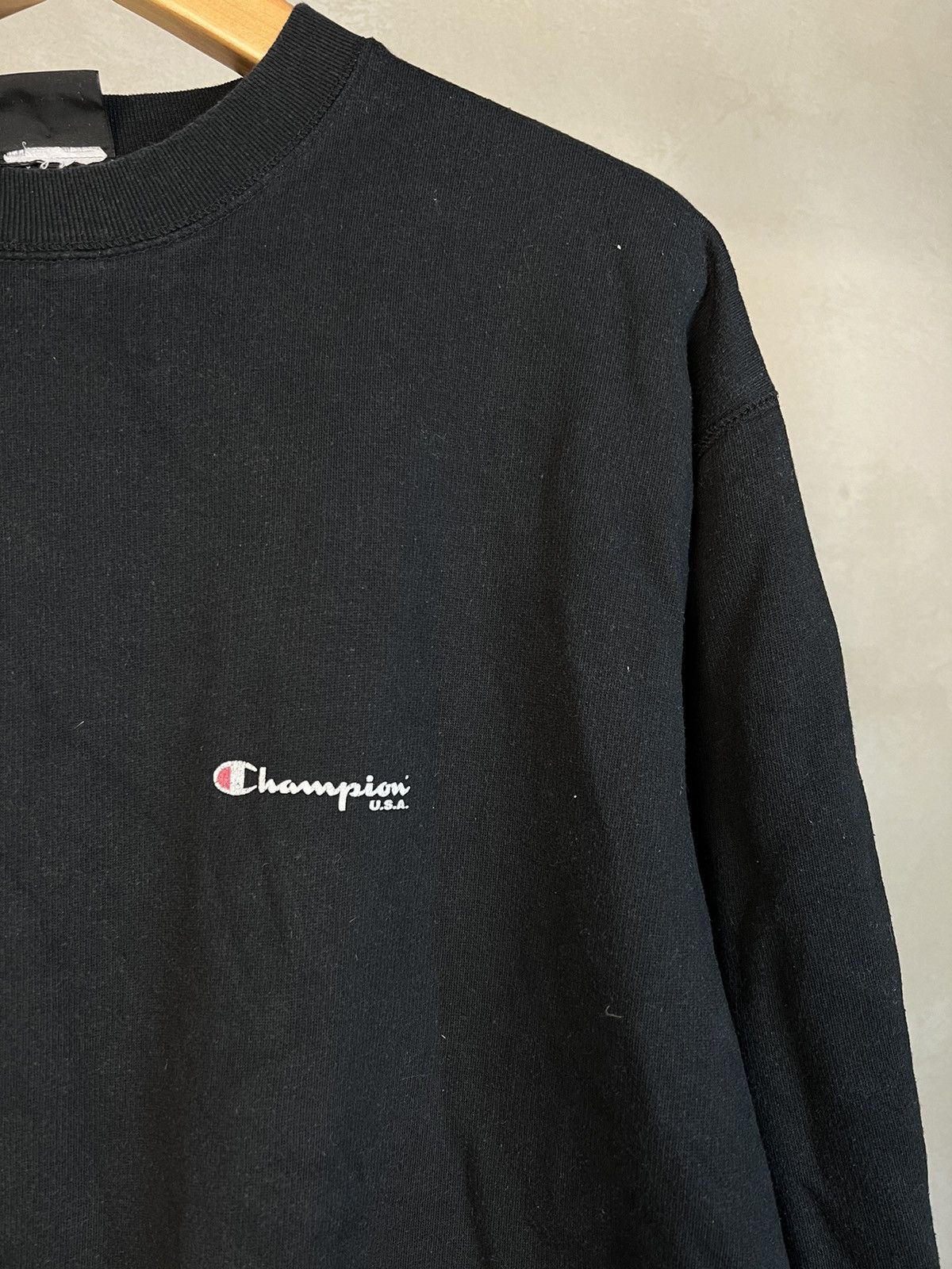 Champion × Vintage Vintage 90s Champion USA Reverse Weave Black Crewneck Size US XXL / EU 58 / 5 - 3 Thumbnail
