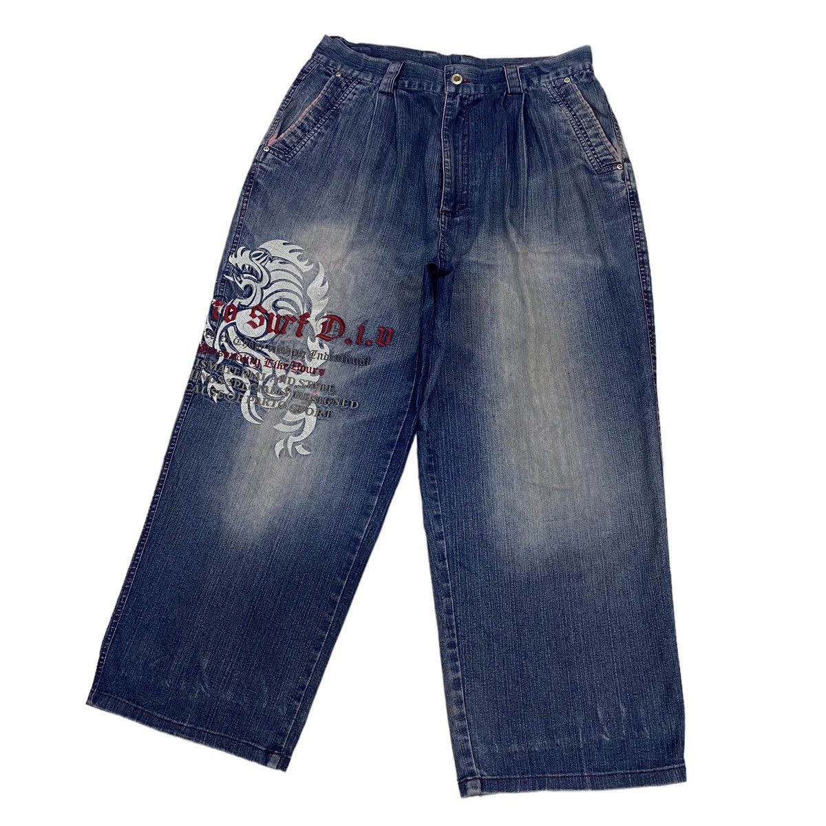 If Six Was Nine × JNCO BAGGY🔥PARTO JEANS EMBROIDERY BAGGY DENIM PANTS Size US 33 - 7 Thumbnail