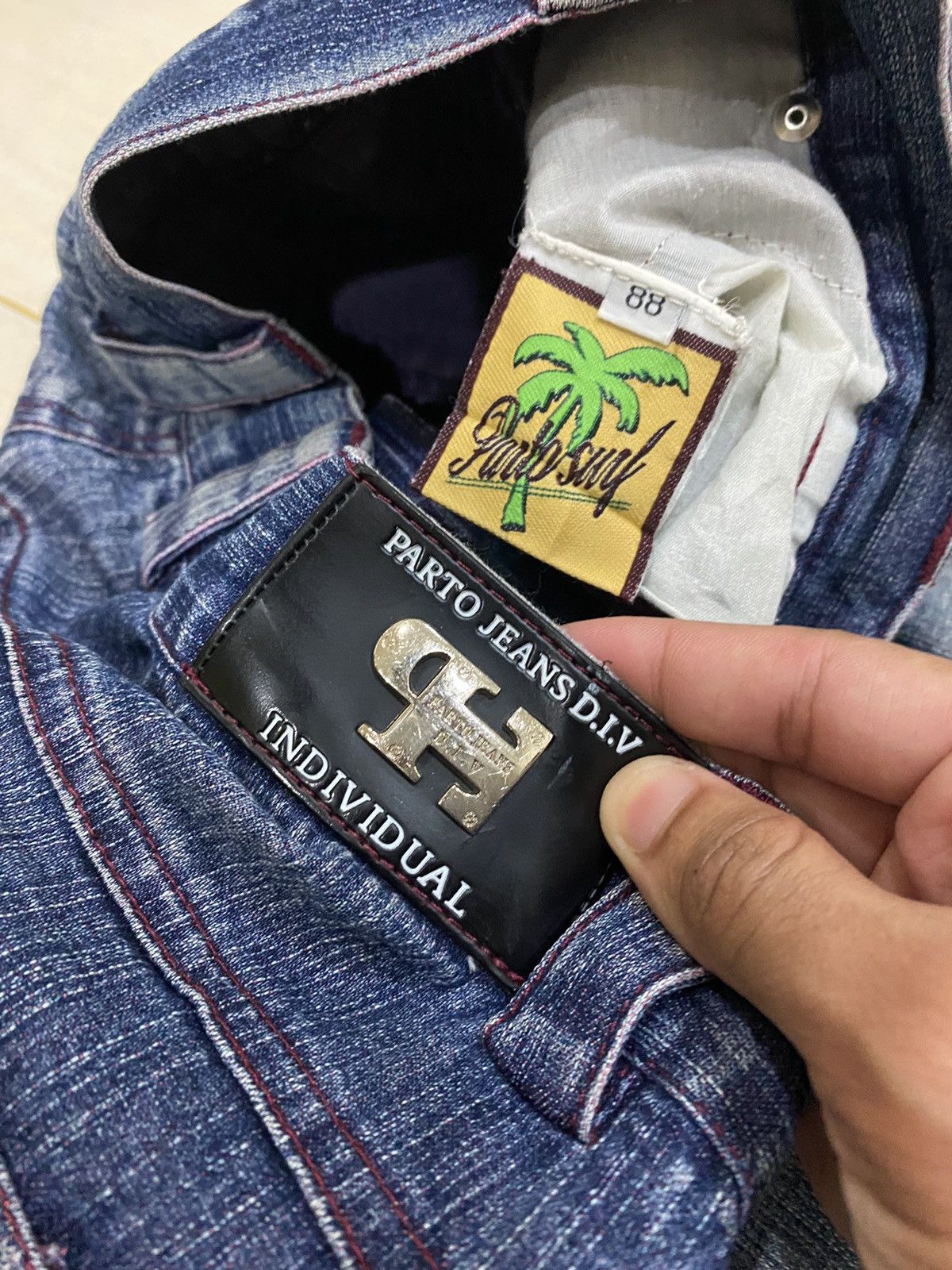If Six Was Nine × JNCO BAGGY🔥PARTO JEANS EMBROIDERY BAGGY DENIM PANTS Size US 33 - 9 Thumbnail