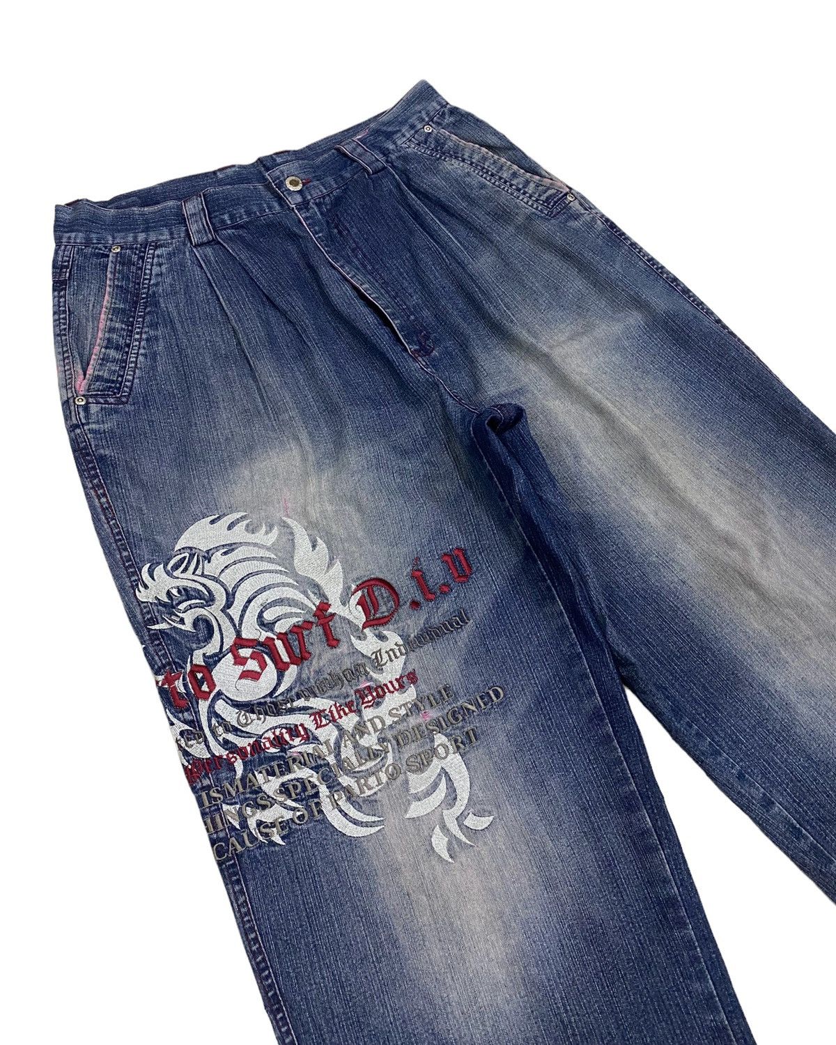 If Six Was Nine × JNCO BAGGY🔥PARTO JEANS EMBROIDERY BAGGY DENIM PANTS Size US 33 - 4 Thumbnail