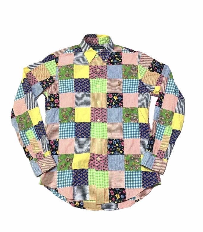 image of Polo Ralph Laurent Patch Work Shirt in Black, Men's (Size Small)