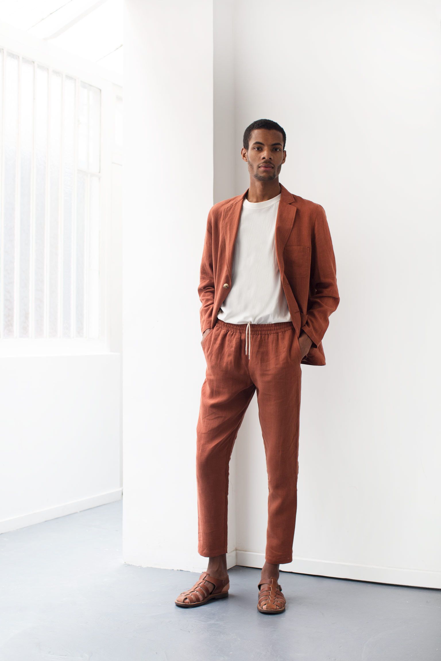 De Bonne Facture De Bonne Facture Relaxed Jacket - Clay Red Brushed Linen Size US M / EU 48-50 / 2 - 6 Thumbnail