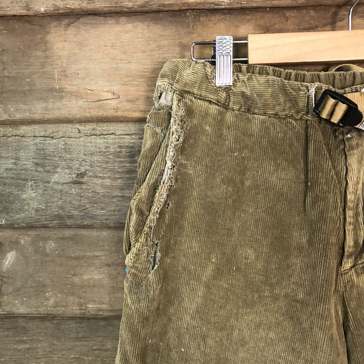 White Sand Brown distressed Corduroy Pants #7073
