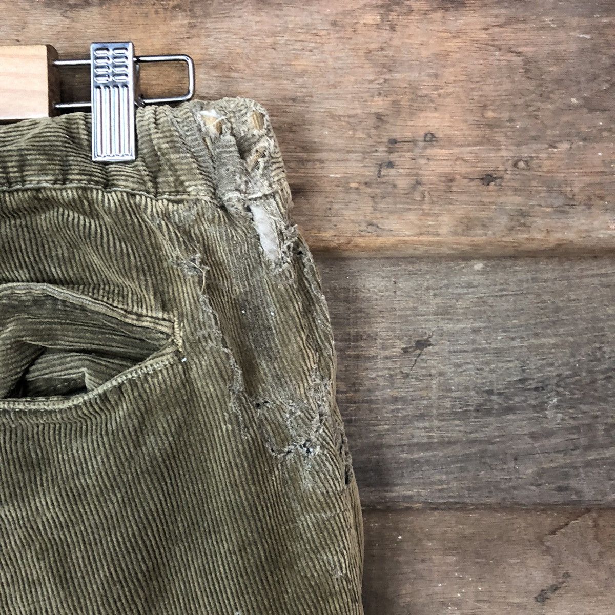 White Sand Brown distressed Corduroy Pants #7073