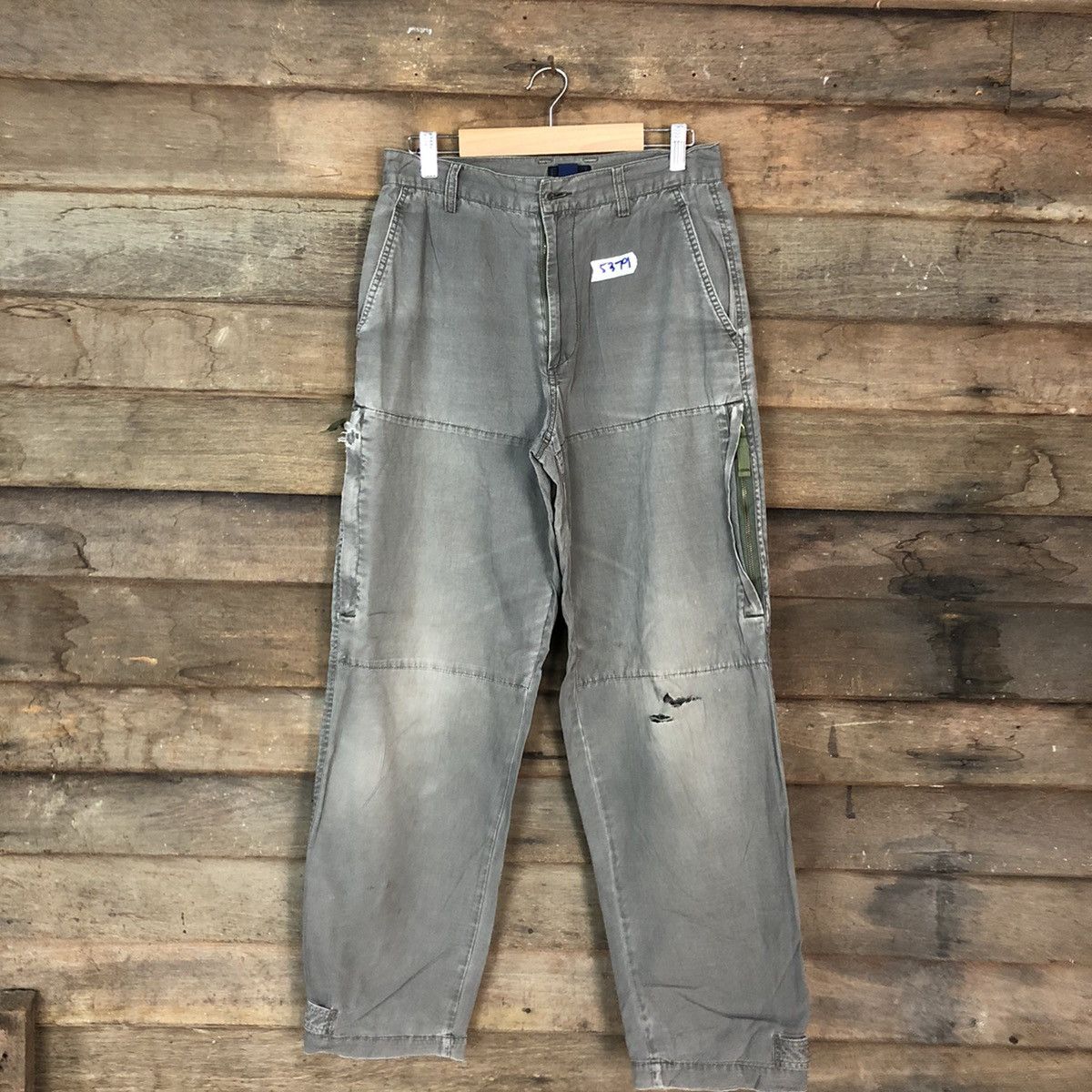 Japanese Brand Barbel Boy Grey faded distressed tactical CArgo Pants #5379 Size US 29 - 1 Thumbnail