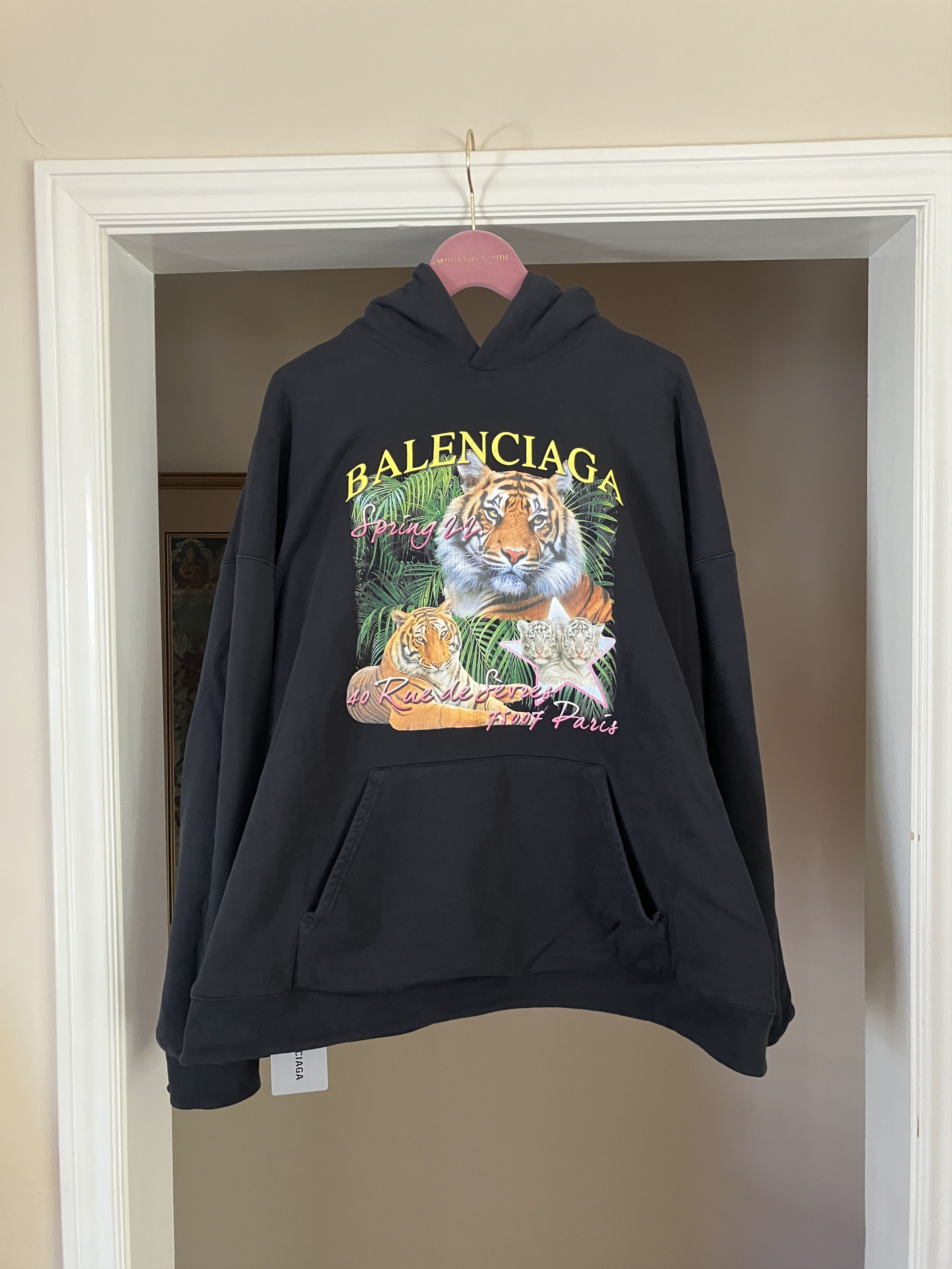 Balenciaga Spring 22 Tiger / FBI Double Layer Reversible Hoodie | Grailed