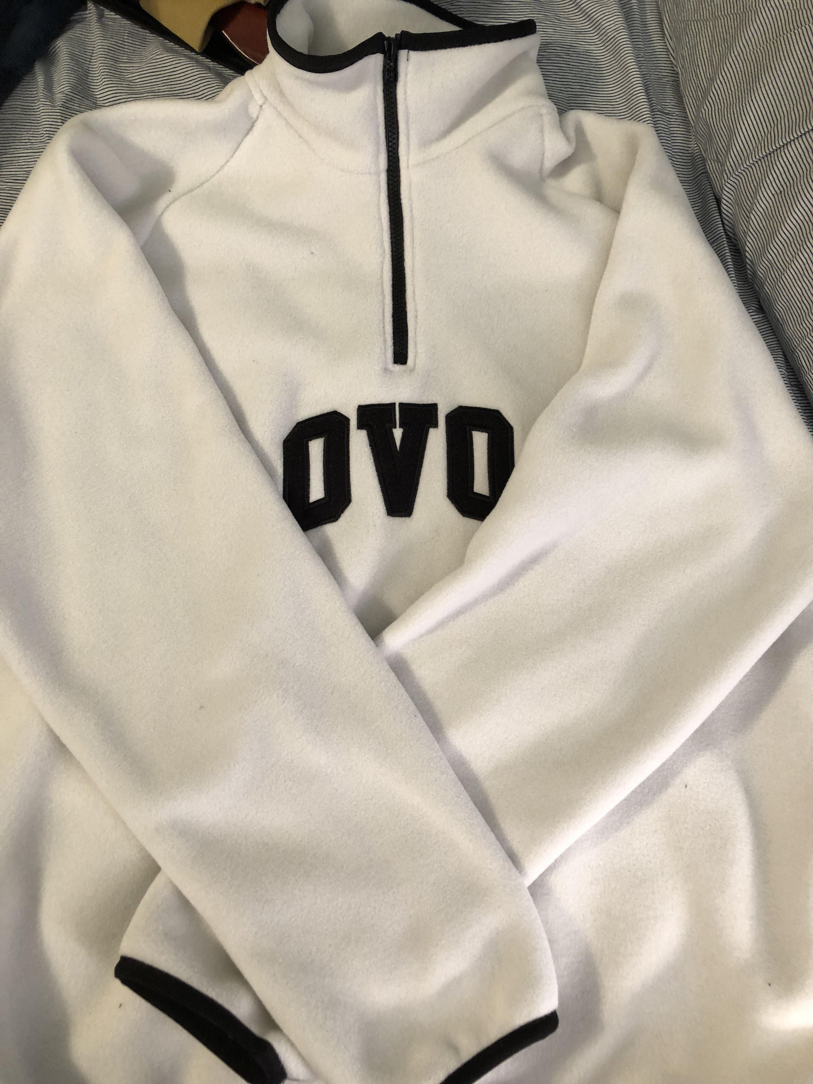 Octobers Very Own Varsity OVO Polartec Half Zip White Grailed