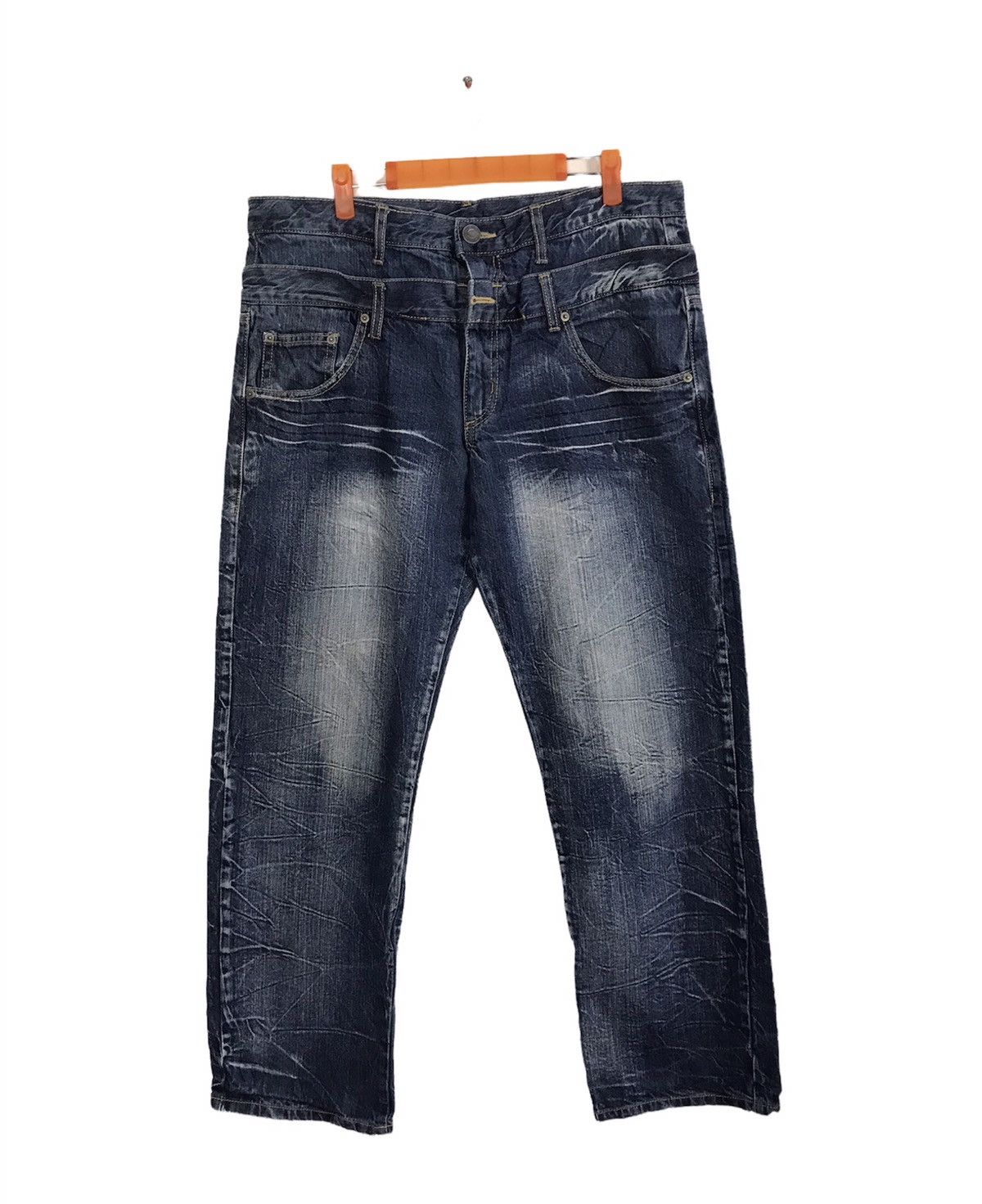 Japanese Brand Back & Forth Double Waist Wing Printed Denim Jeans Size US 36 / EU 52 - 3 Thumbnail