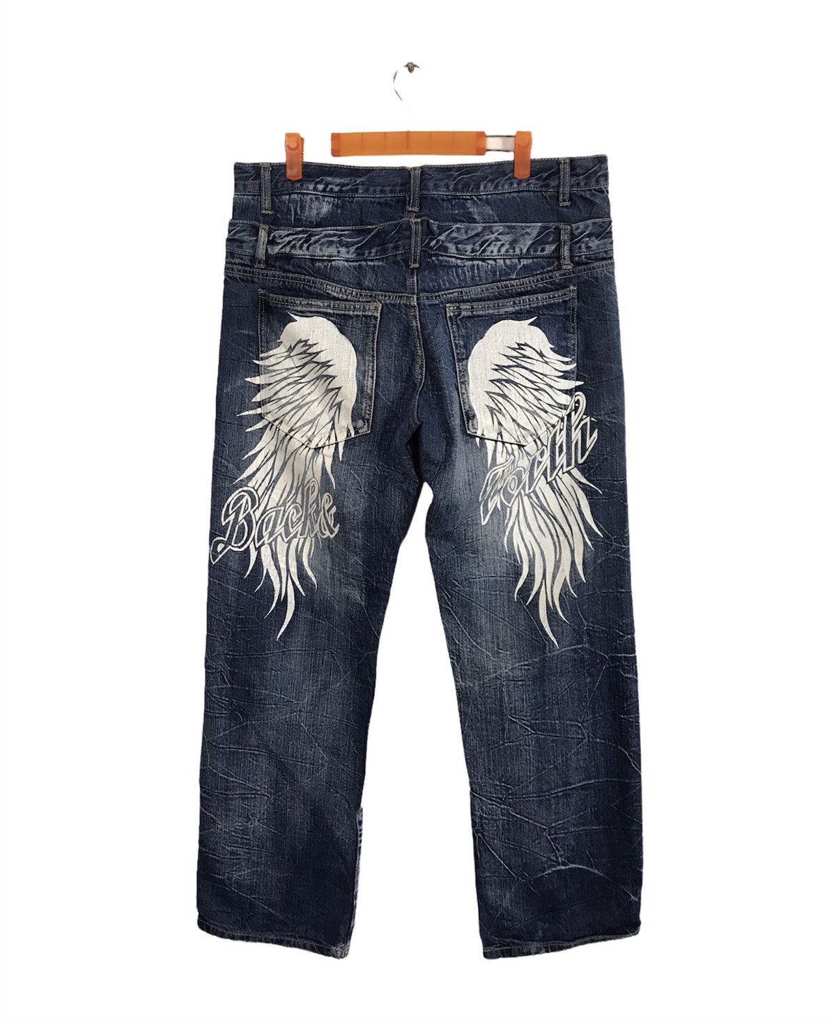 Japanese Brand Back & Forth Double Waist Wing Printed Denim Jeans Size US 36 / EU 52 - 1 Thumbnail