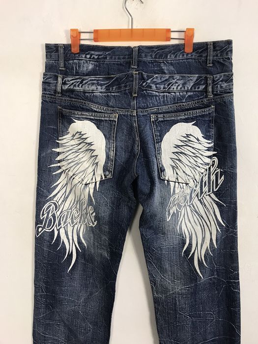 Vintage Back & Forth Double Waist Wing Printed Denim Jeans Grailed