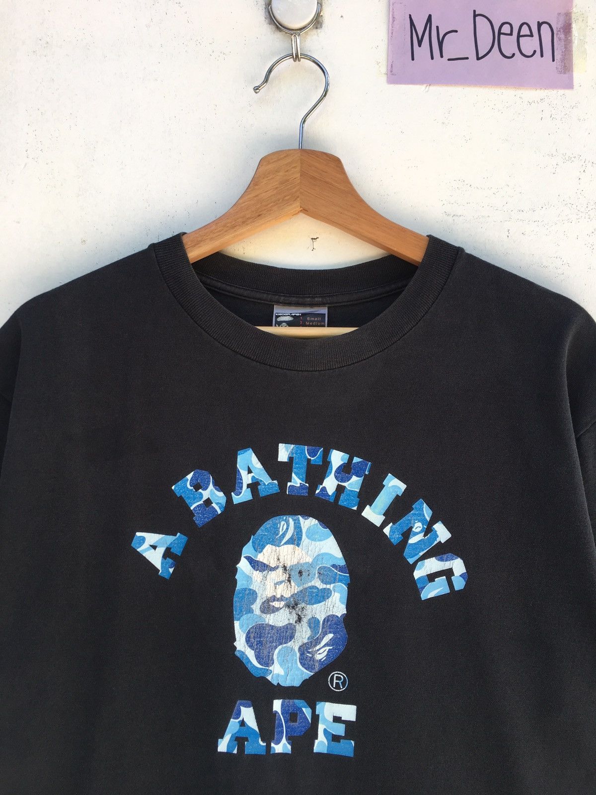 Rare Vintage Bape Blue Camo Big Logo Tshirt