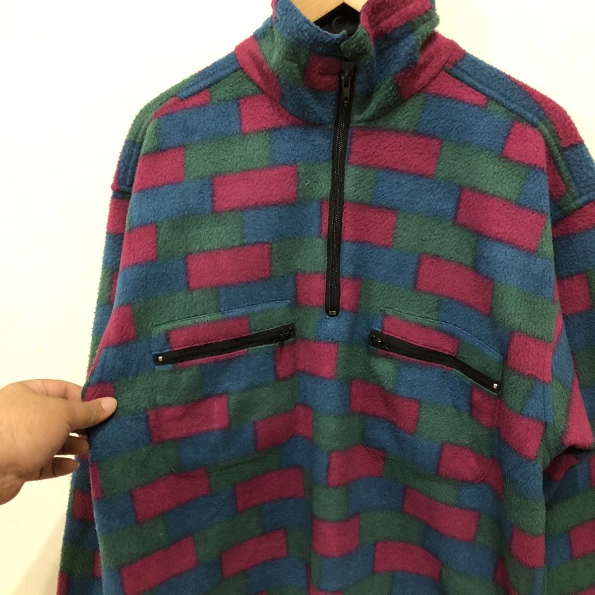Japanese Brand SEADRAGON Box Design Half Zipper Fleece Jacket Size US L / EU 52-54 / 3 - 6 Thumbnail