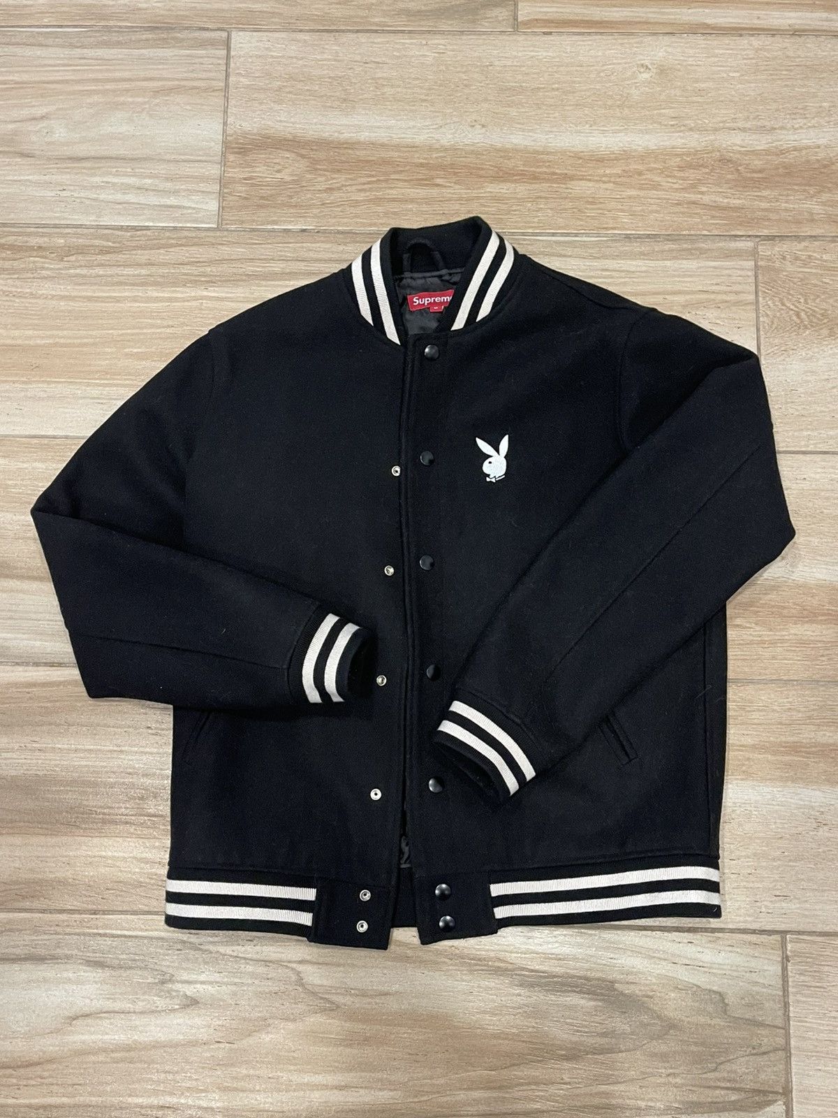 Supreme SS11 Black Supreme x Playboy Varsity Jacket *RARE* | Grailed