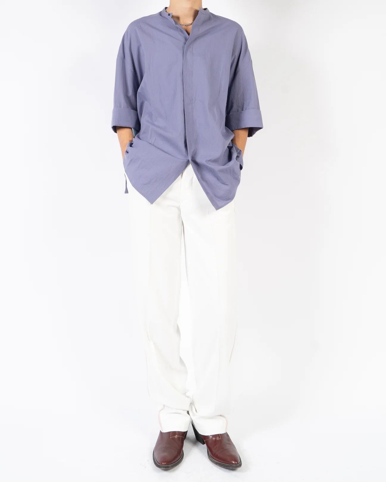 Haider Ackermann SS18 Lilac Oversized Short-Sleeve Shirt Size US S / EU 44-46 / 1 - 2 Thumbnail