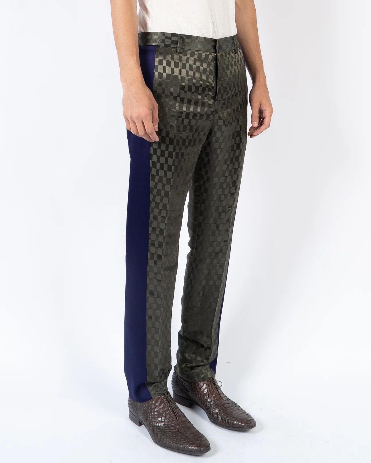 Haider Ackermann SS21 Khaki Checked Jacquard Trousers Size US 29 - 2 Thumbnail