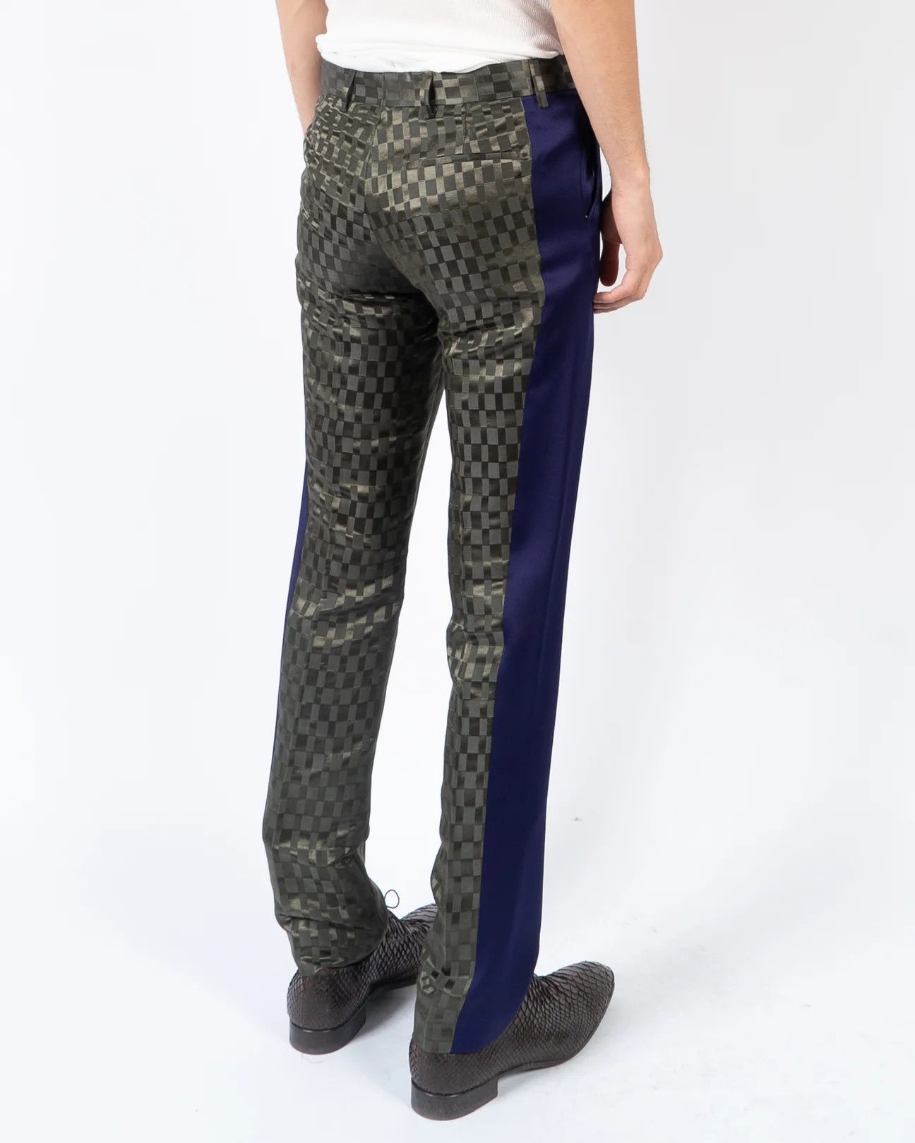 Haider Ackermann SS21 Khaki Checked Jacquard Trousers Size US 29 - 3 Thumbnail