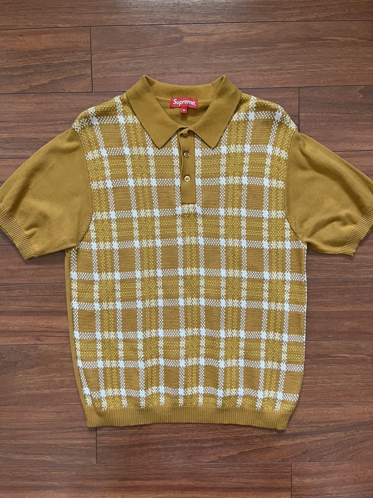 SUPREME 18ss Plaid Knit Polo Large - メンズファッション