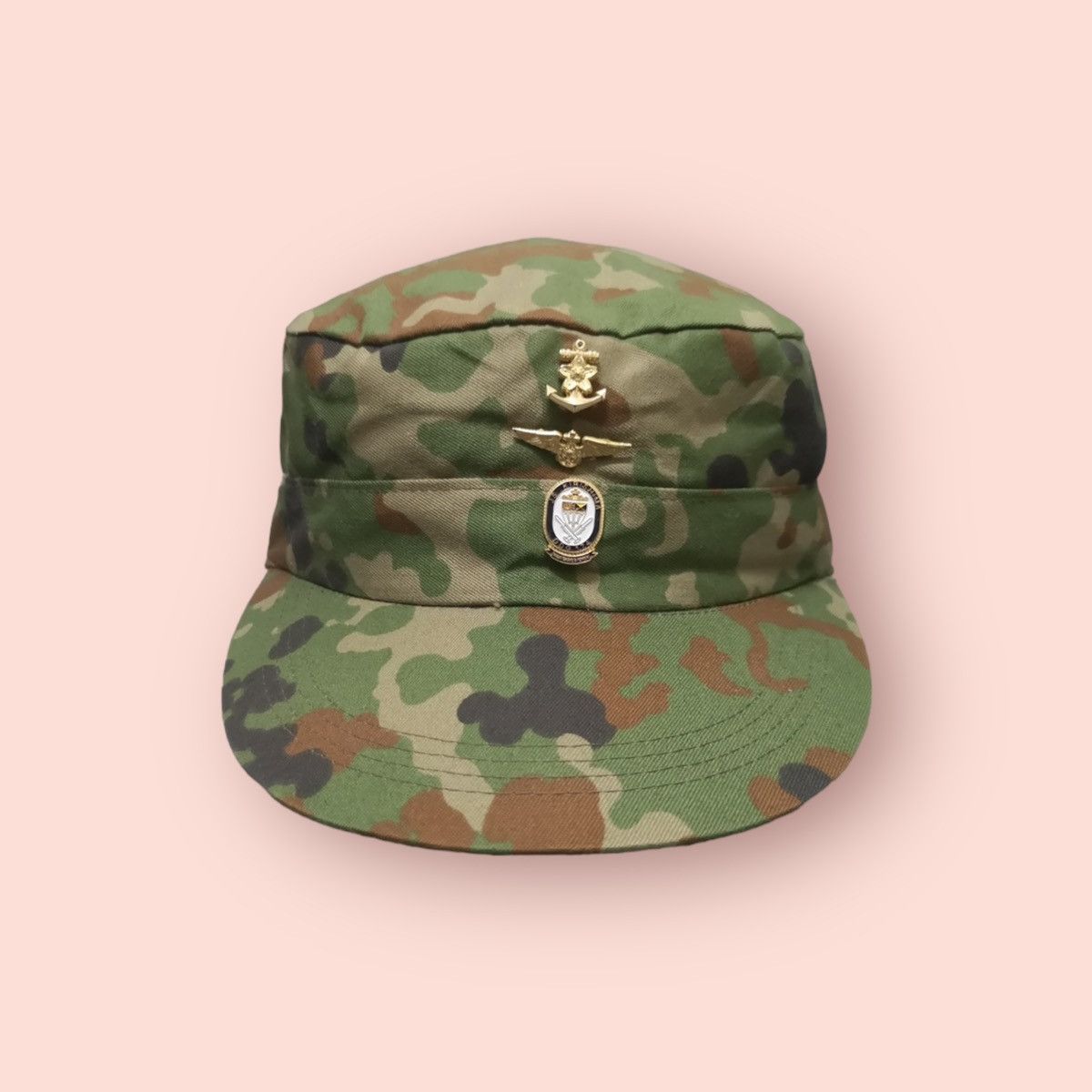 Japanese Brand JAPAN PACIFIC KIRISHIMA CAMOUFLAGE HAT WITH BADGES Size ONE SIZE - 4 Thumbnail