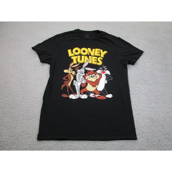 Vintage Looney Tunes Shirt Mens M Black Front back print Toons 90s ...