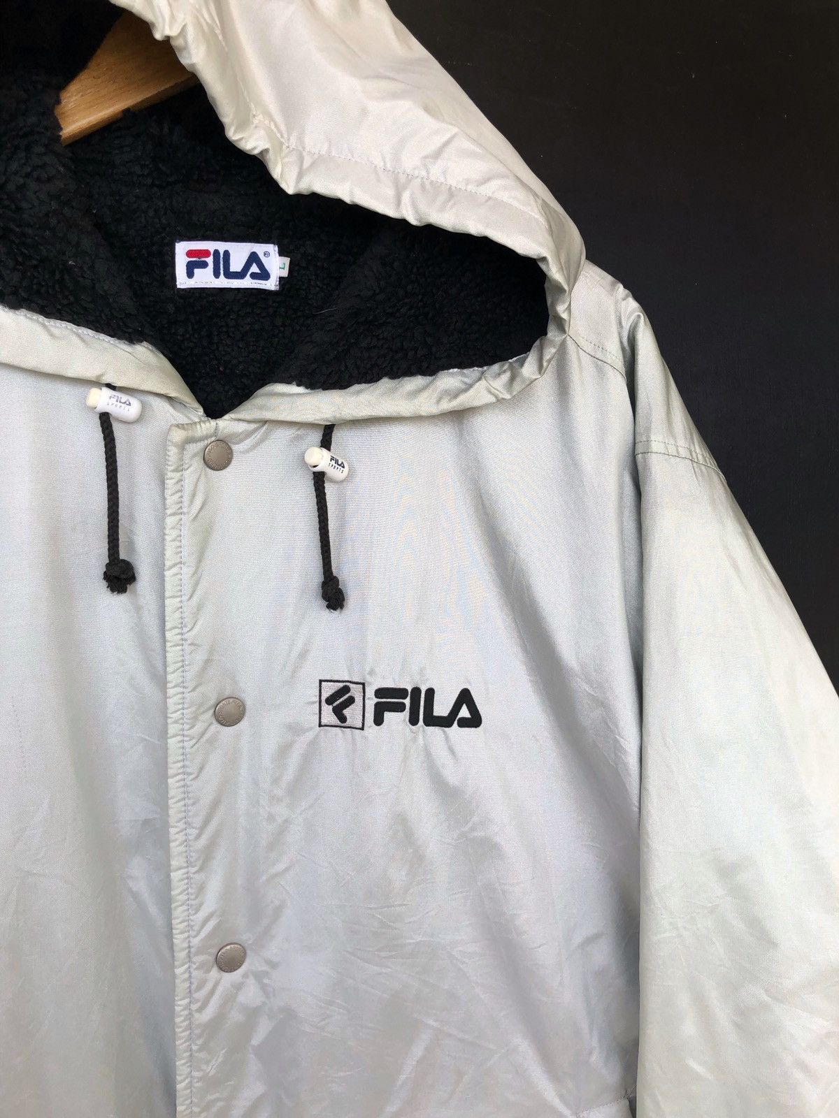 Fila 90s Fila 🇮🇹 Embroidered Logo Oversized Hoodie Coat Size US L / EU 52-54 / 3 - 6 Thumbnail