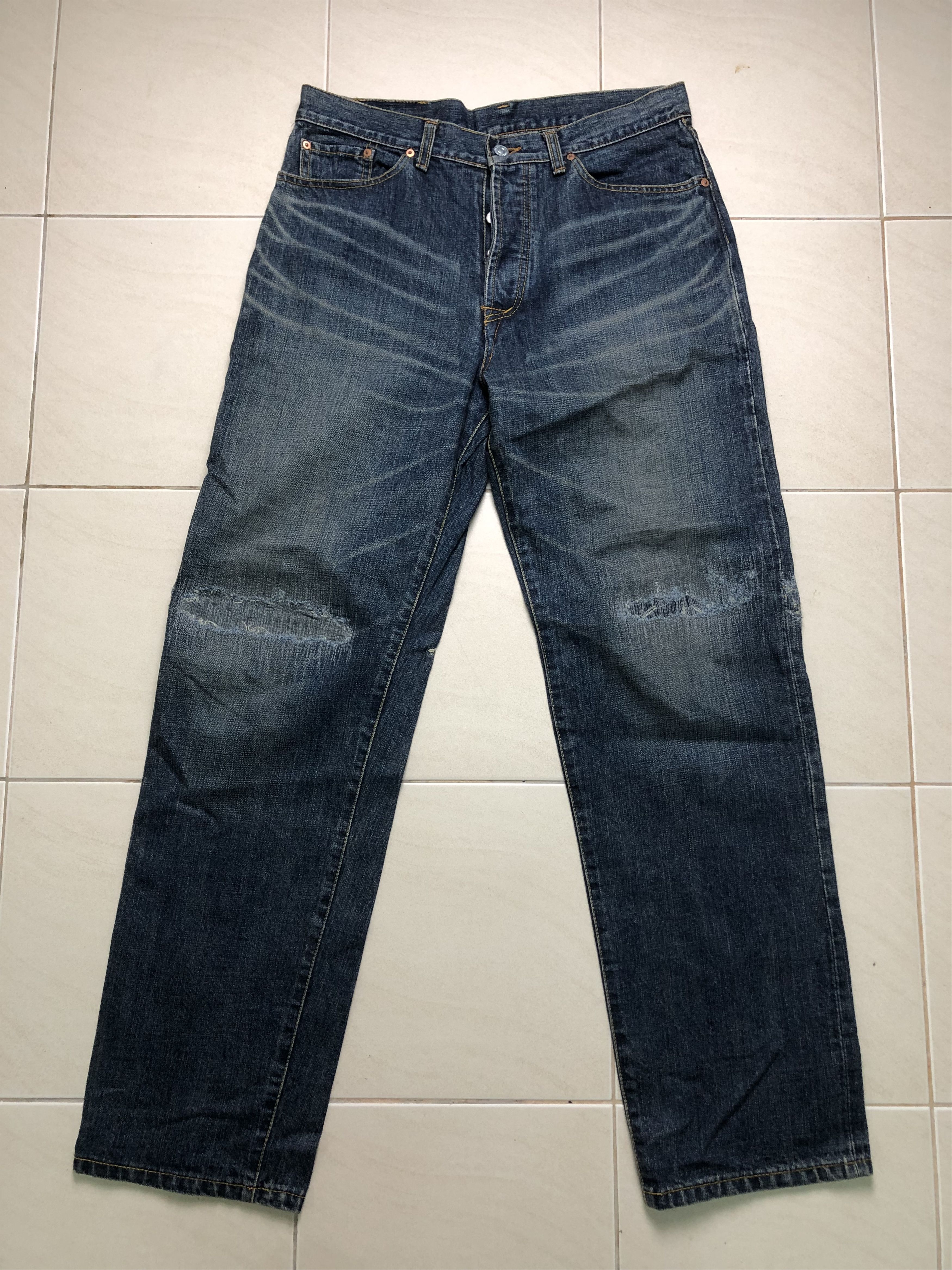 Japanese Brand Ships Japan Selvedges Distressed denim 33x32.5 Size US 33 - 1 Thumbnail