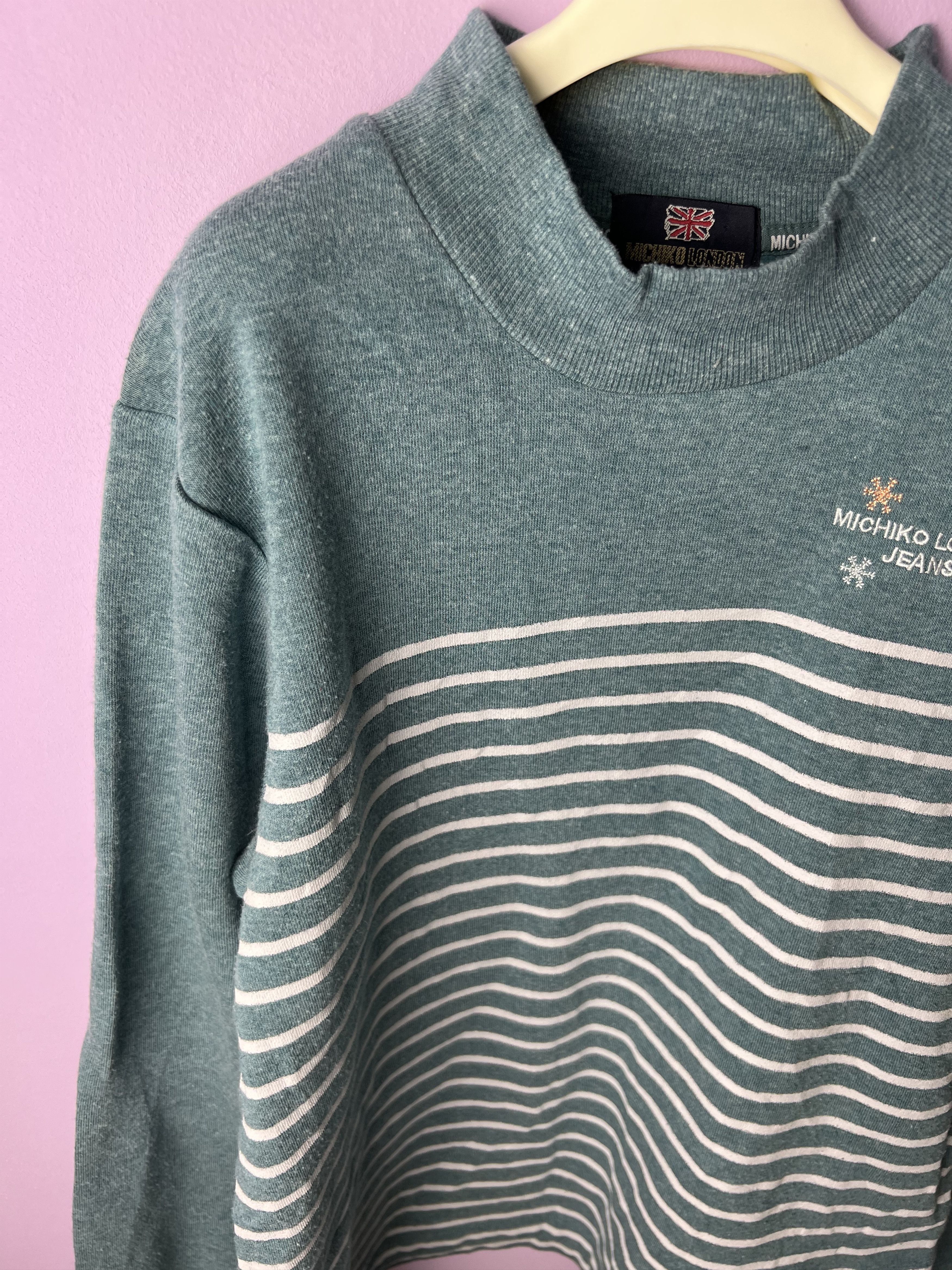 Michiko Koshino London 🔥Michiko London Jeans Stripe Crewneck Sweatshirts Size US S / EU 44-46 / 1 - 7 Thumbnail