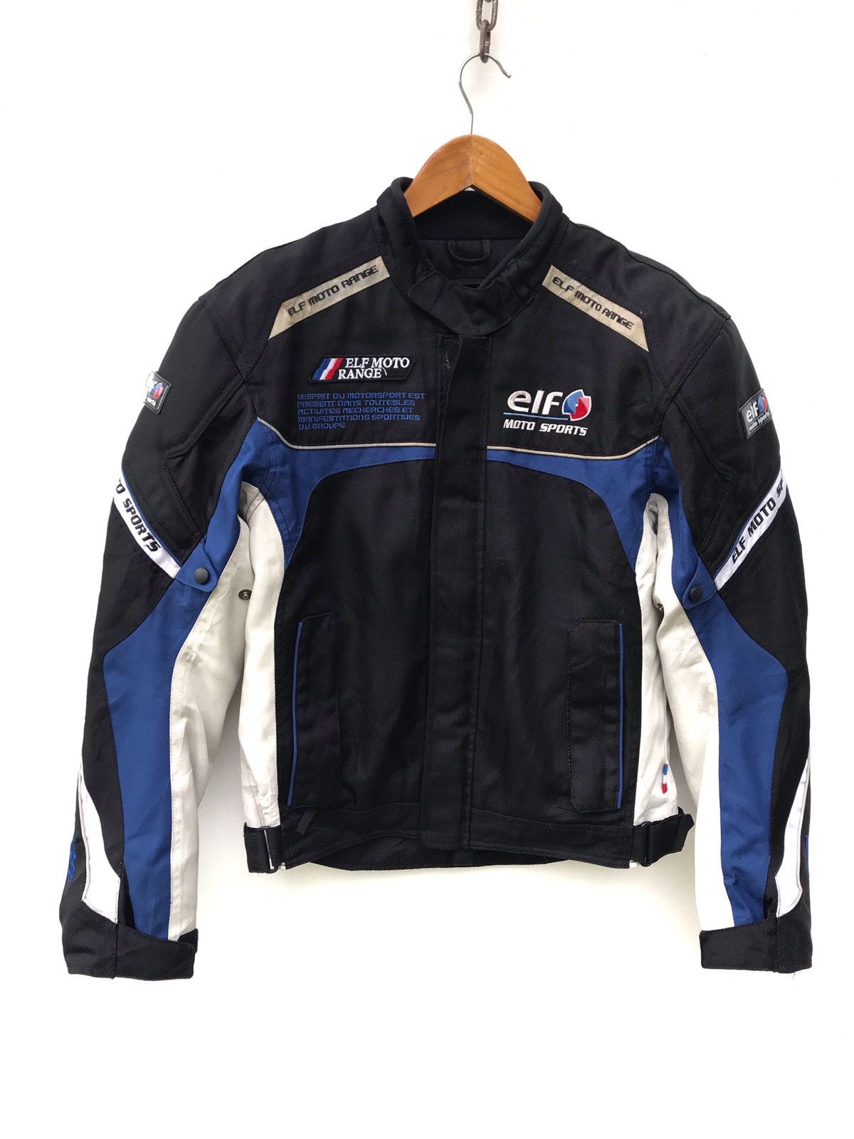 image of Racing Vintage Elf Bikers Riders Motorcycle Jacket in Black, Men's (Size Medium)