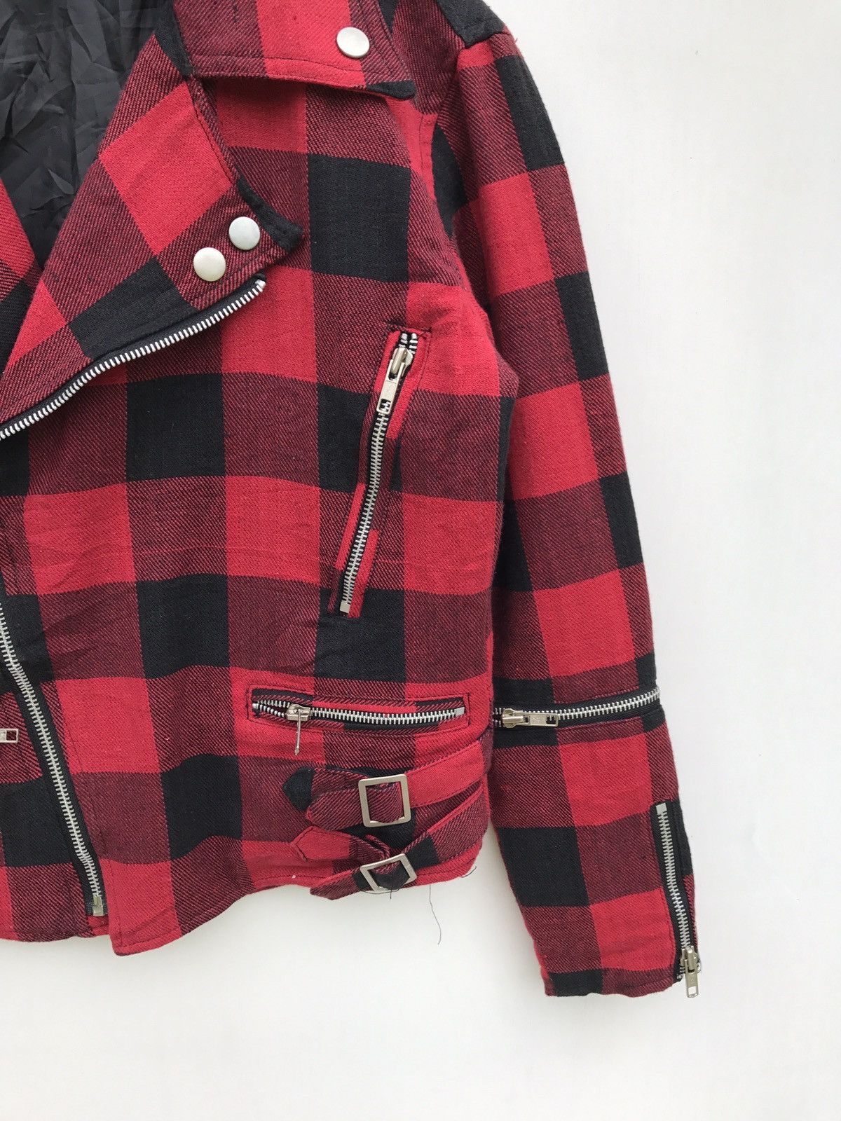 Japanese Brand Plaid Tartan Bondage Punk Zipper Jacket Size US S / EU 44-46 / 1 - 2 Thumbnail