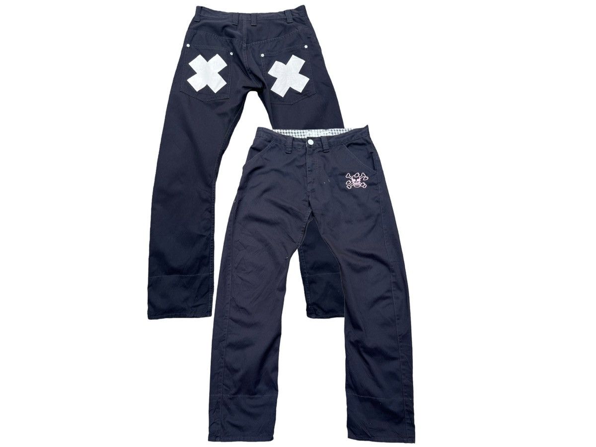 image of Anima x One Piece Pants One Piece Embroidered Logo Black Pants, Men's (Size 32)
