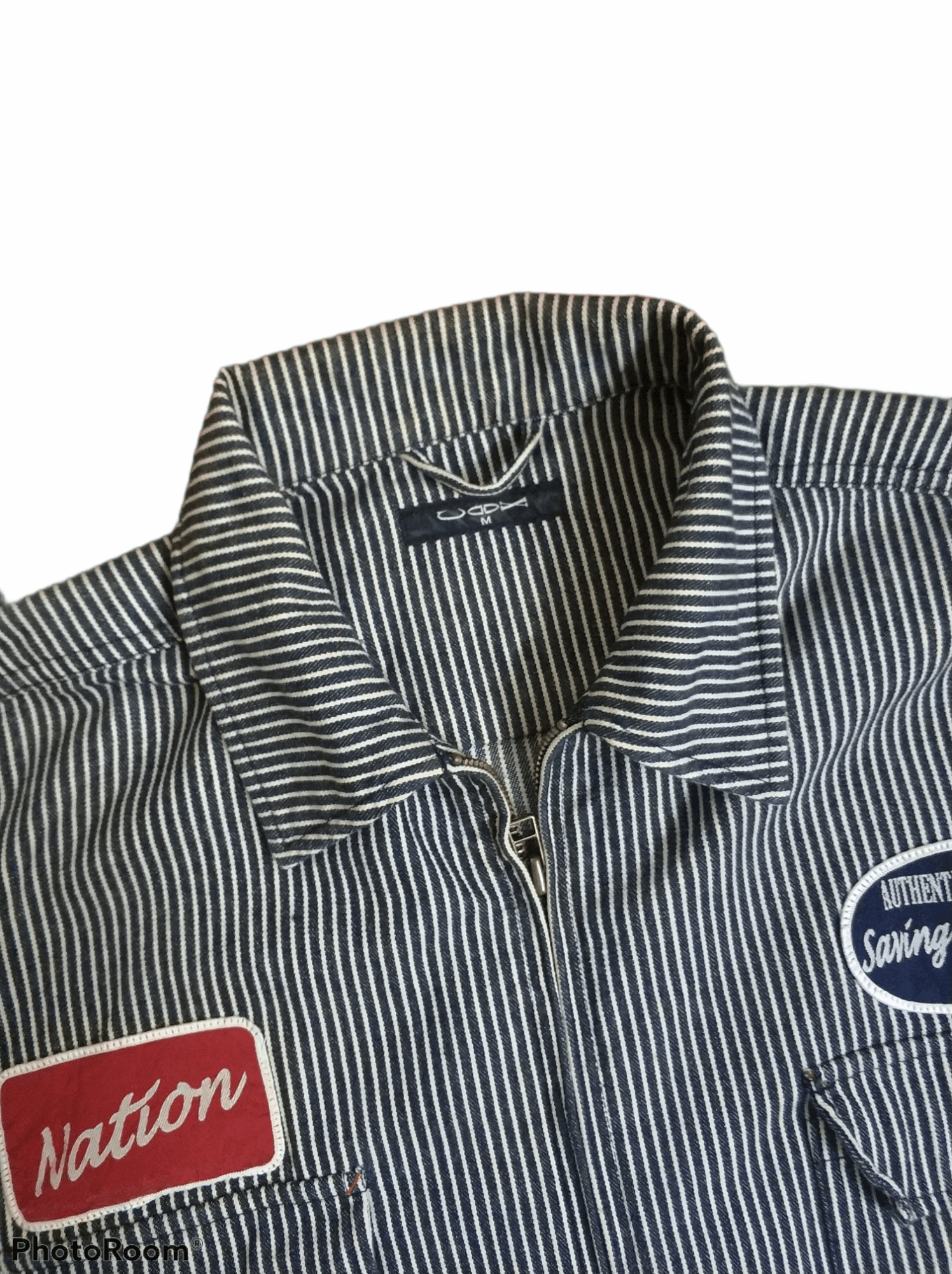 Japanese Brand 🔥Hickory Stripe Patches Zipper Work Jacket Size US M / EU 48-50 / 2 - 10 Thumbnail