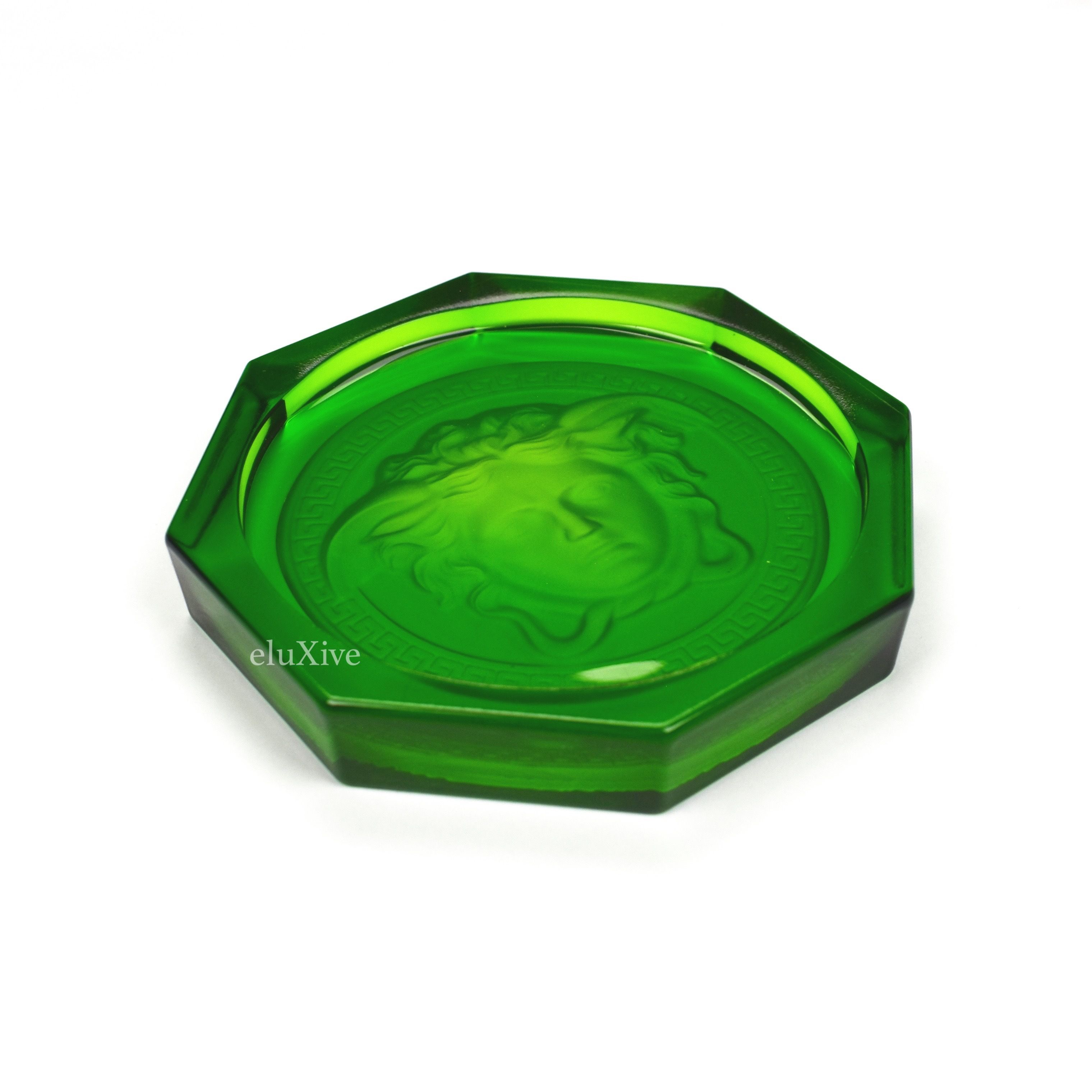 Pre-owned Versace Green Crystal Medusa Ashtray / Coaster