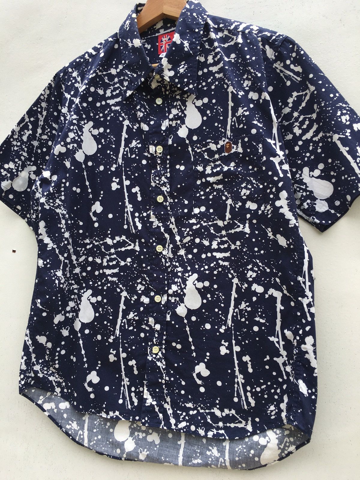 Bape Paint Splatter Button Up S/S Shirt Size US M / EU 48-50 / 2 - 7 Thumbnail
