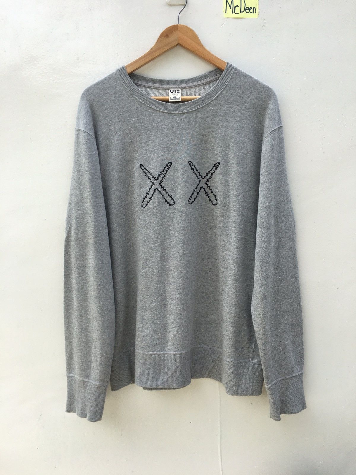 image of Kaws X Sesame Street Sweatshirt Cartoon Printed in Grey, Men's (Size Large)