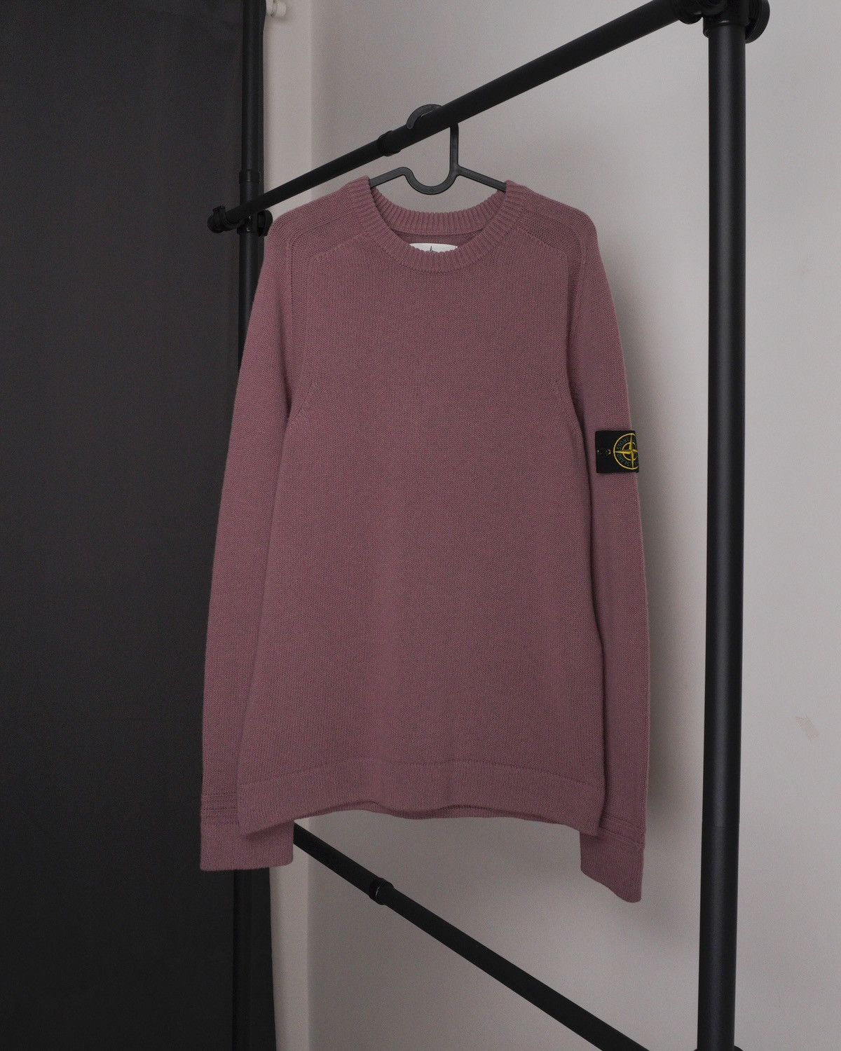 image of Stone Island Pastel Dark Pink Lambswool Crewneck Sweater, Men's (Size Small)