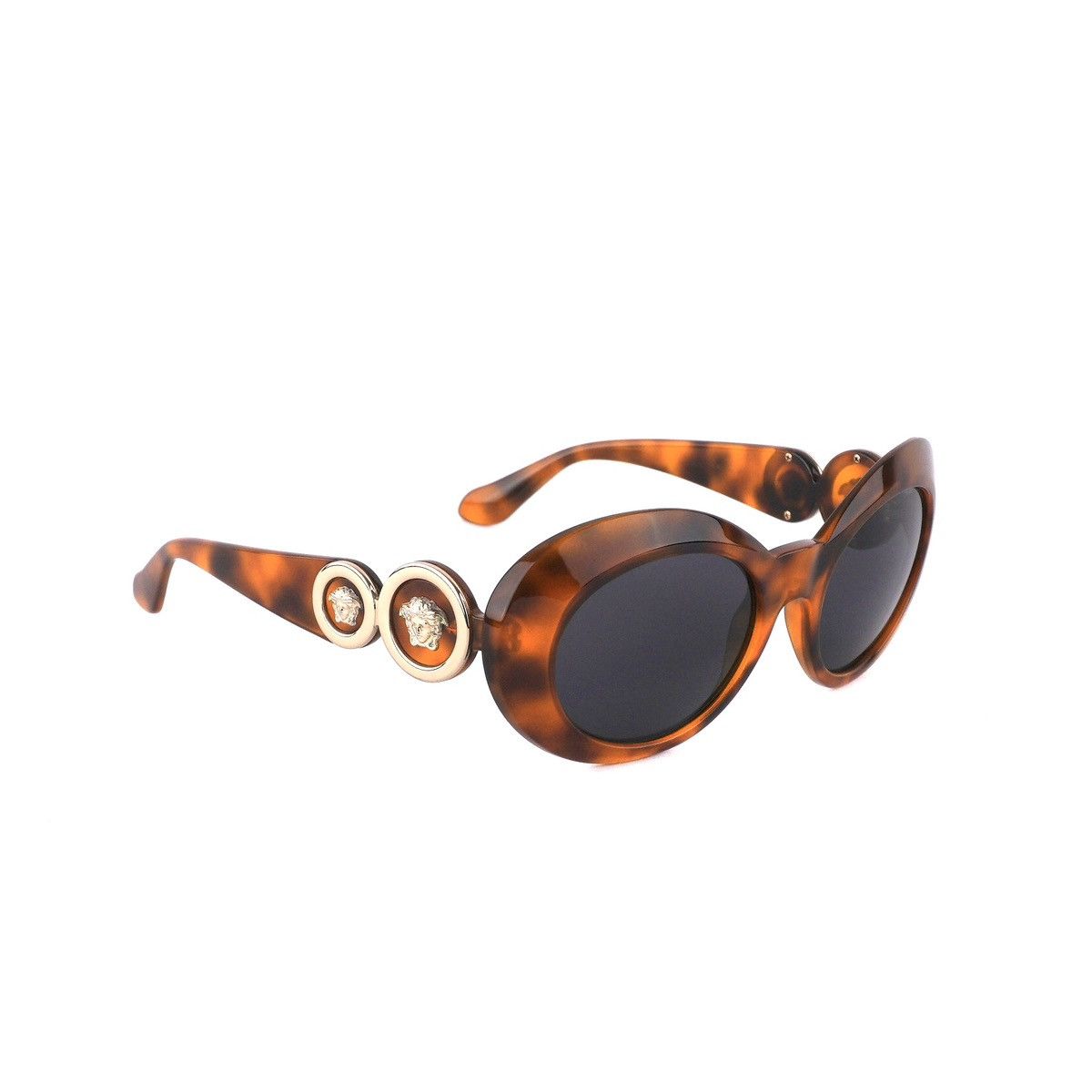 image of Vintage Gianni Versace Medusa 96 Gold Double Logo Sunglasses in Brown, Women's
