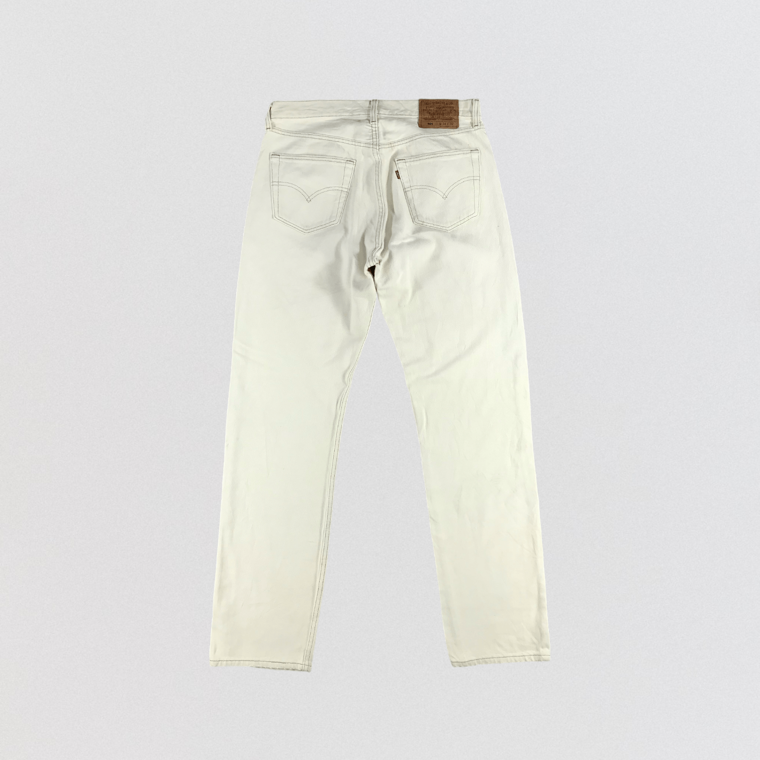 Levi's × Vintage Vintage 90s Cream Levis 501 Jeans-JM2404 Size US 34 / EU 50 - 2 Thumbnail