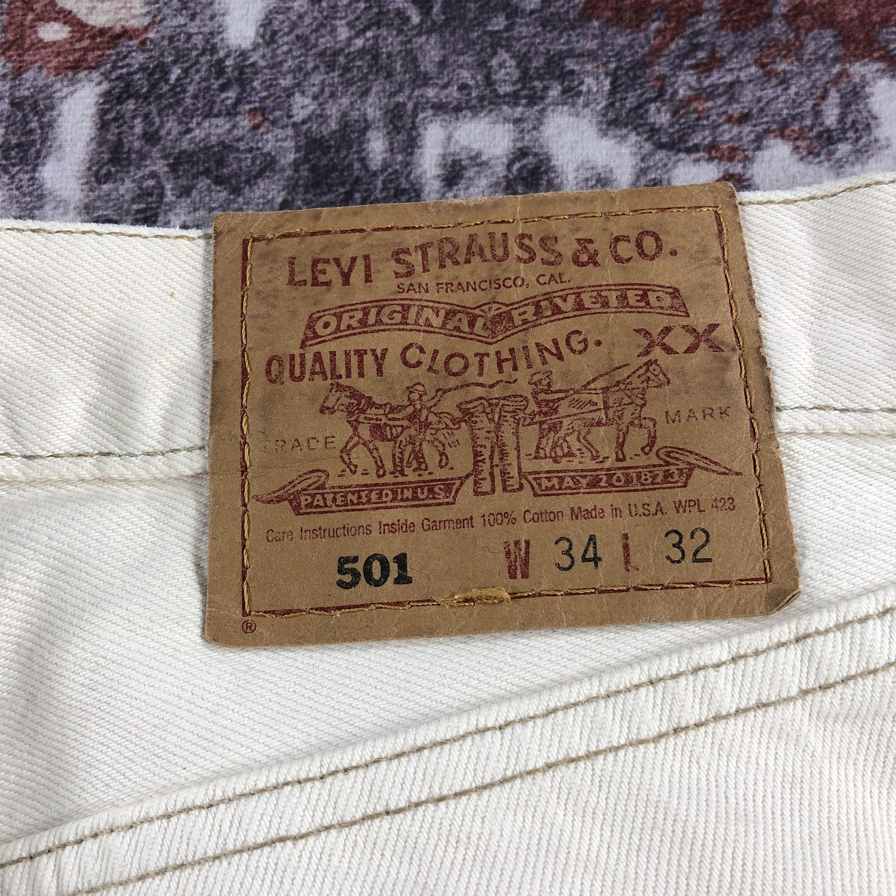 Levi's × Vintage Vintage 90s Cream Levis 501 Jeans-JM2404 Size US 34 / EU 50 - 7 Thumbnail