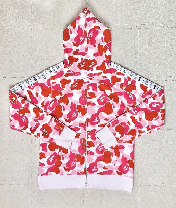 Bape Bape Pink Camo Bapesta Star Logo Full Zip Hoodie Size L Grailed