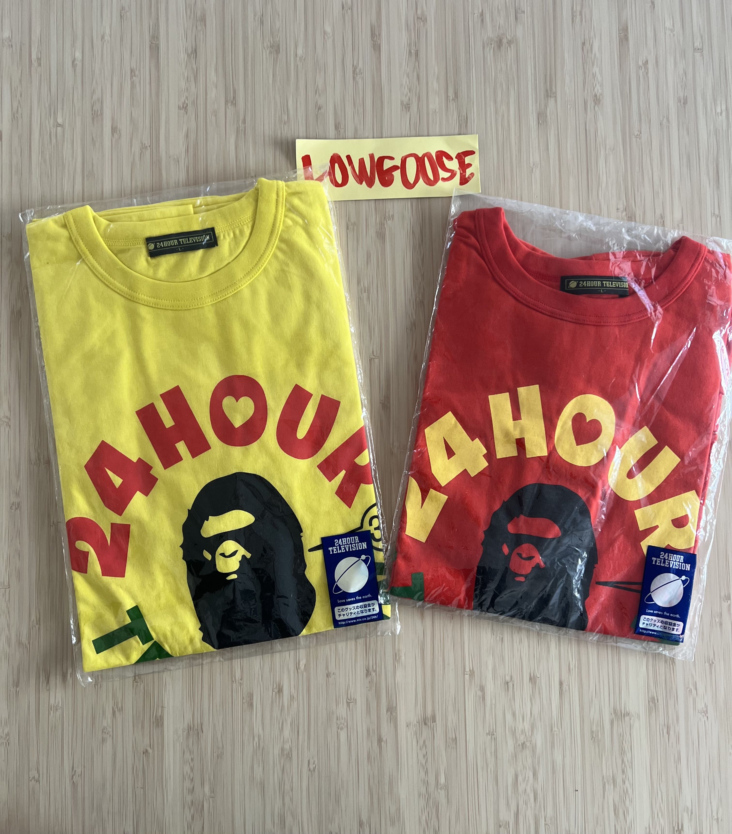 DS SET OF 2 Bape Tees 24 Hour Television College Logo Tee