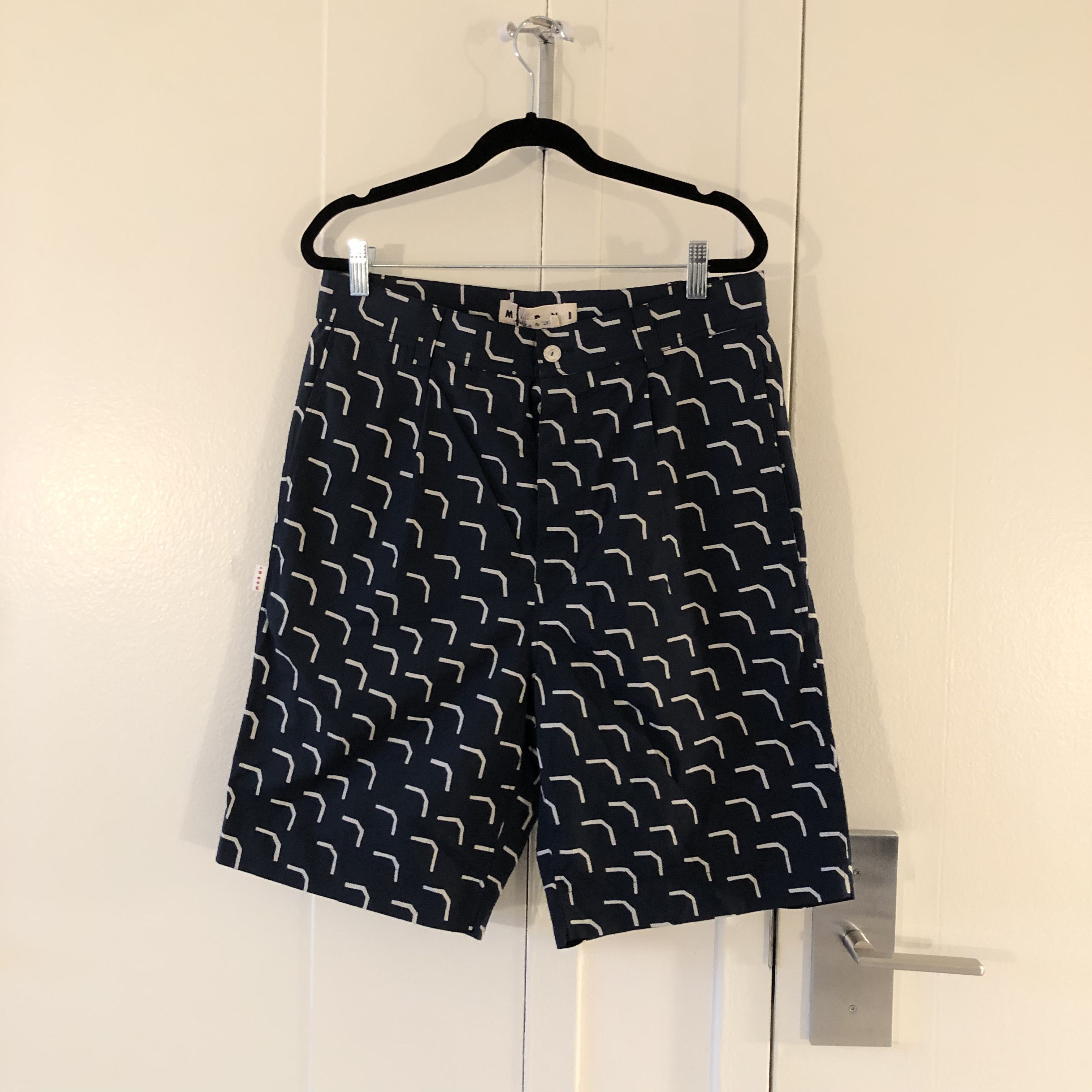 Image of Marni Abstract Pattern Shorts in Navy, Men's (Size 30)