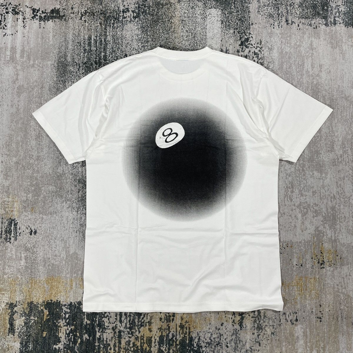 image of 8 Ball x Stussy 8Ball Fade Tee White // Medium, Men's