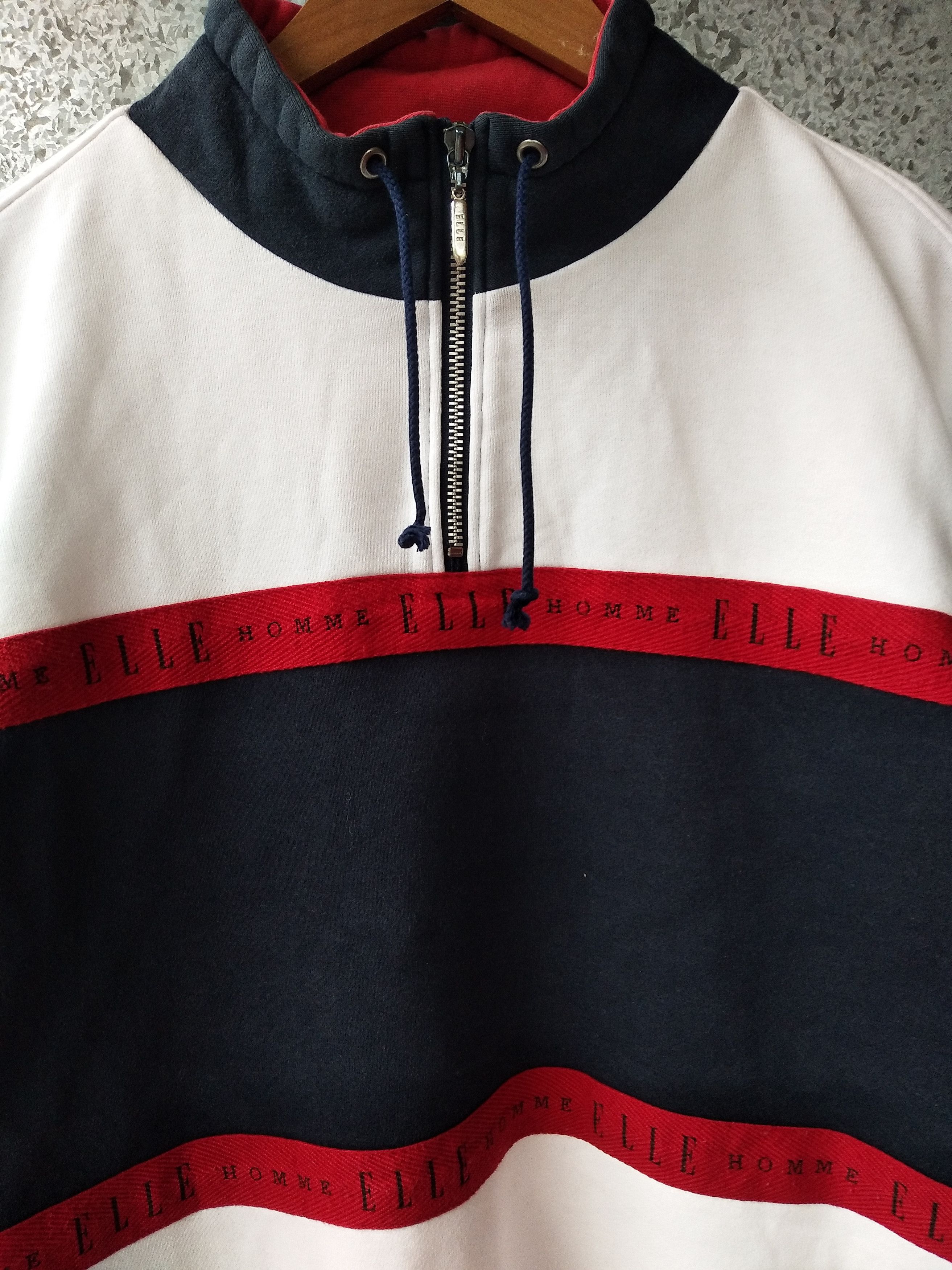 Vintage Vintage ELLE Homme sweatshirt colour block Size US L / EU 52-54 / 3 - 3 Thumbnail